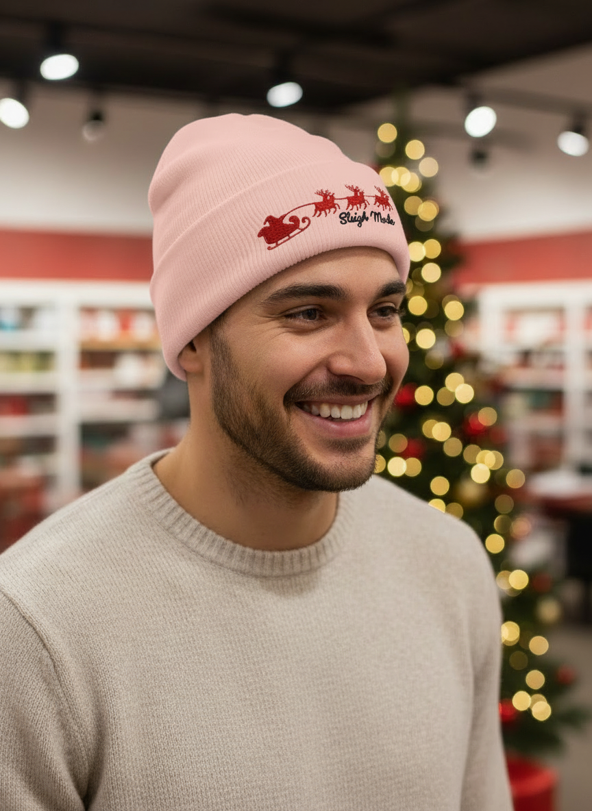 Sleigh Mode Reindeer Christmas Beanie  - Men's