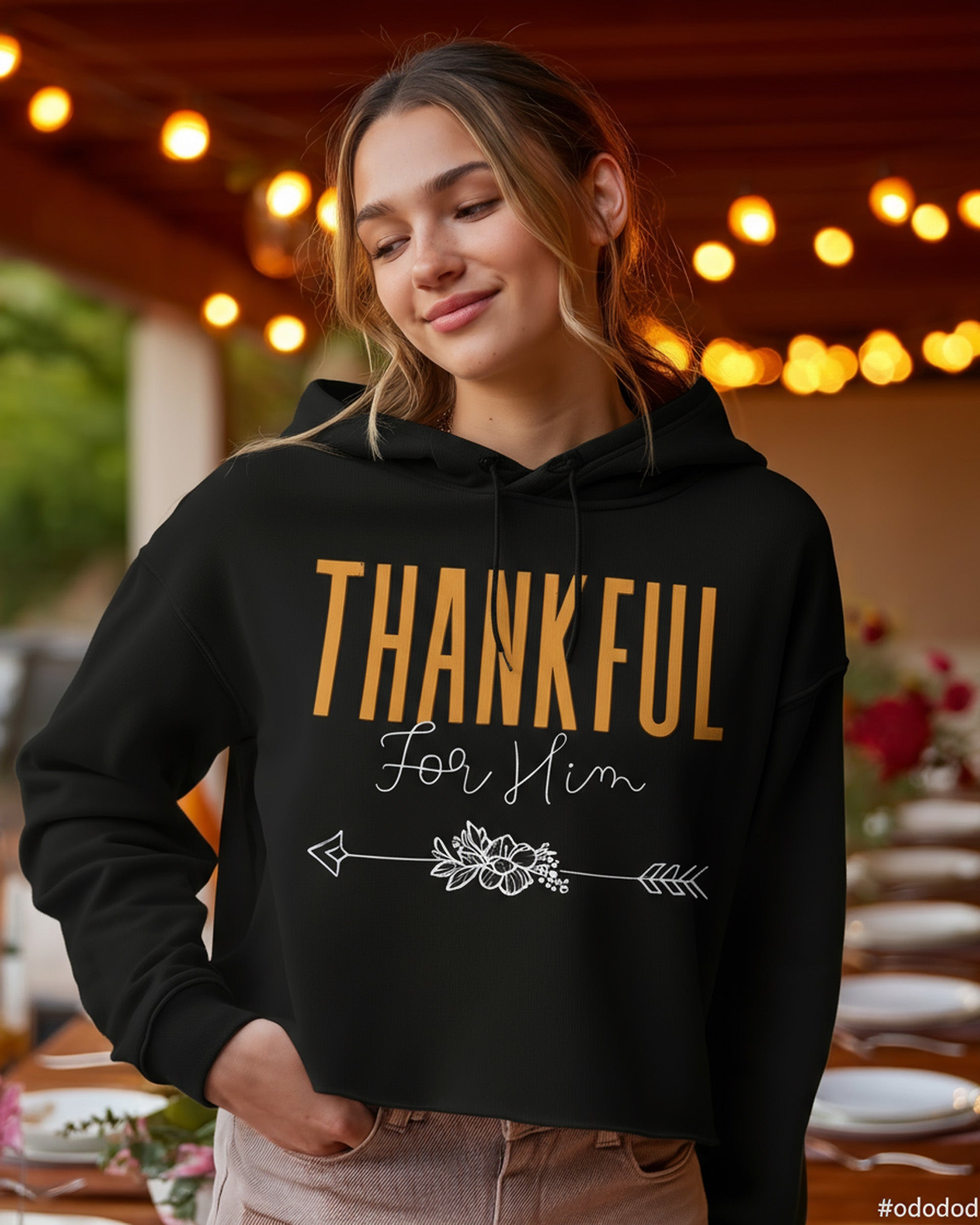 Thankful for Him Crop Hoodie (Him & Her Collection) - Women's