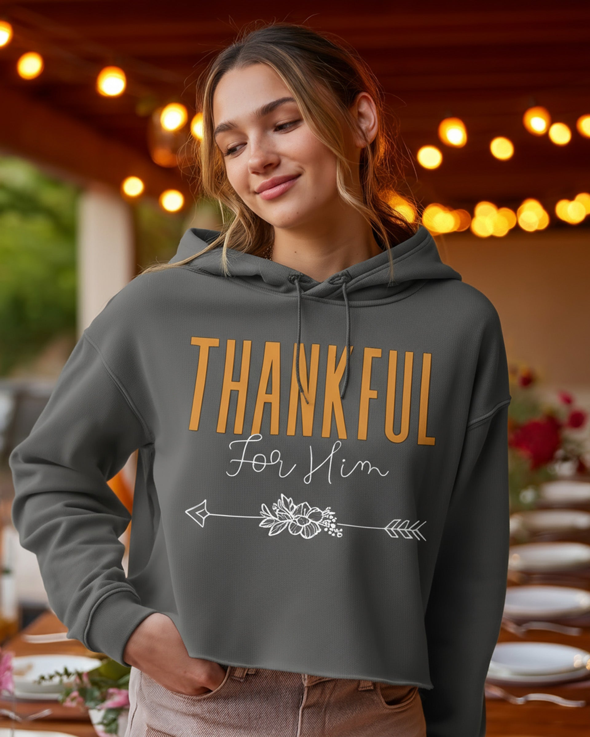 Thankful for Him Crop Hoodie (Him & Her Collection) - Women's