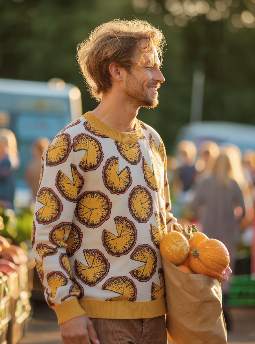 Thanksgiving Pie Allover Sweater - Men's