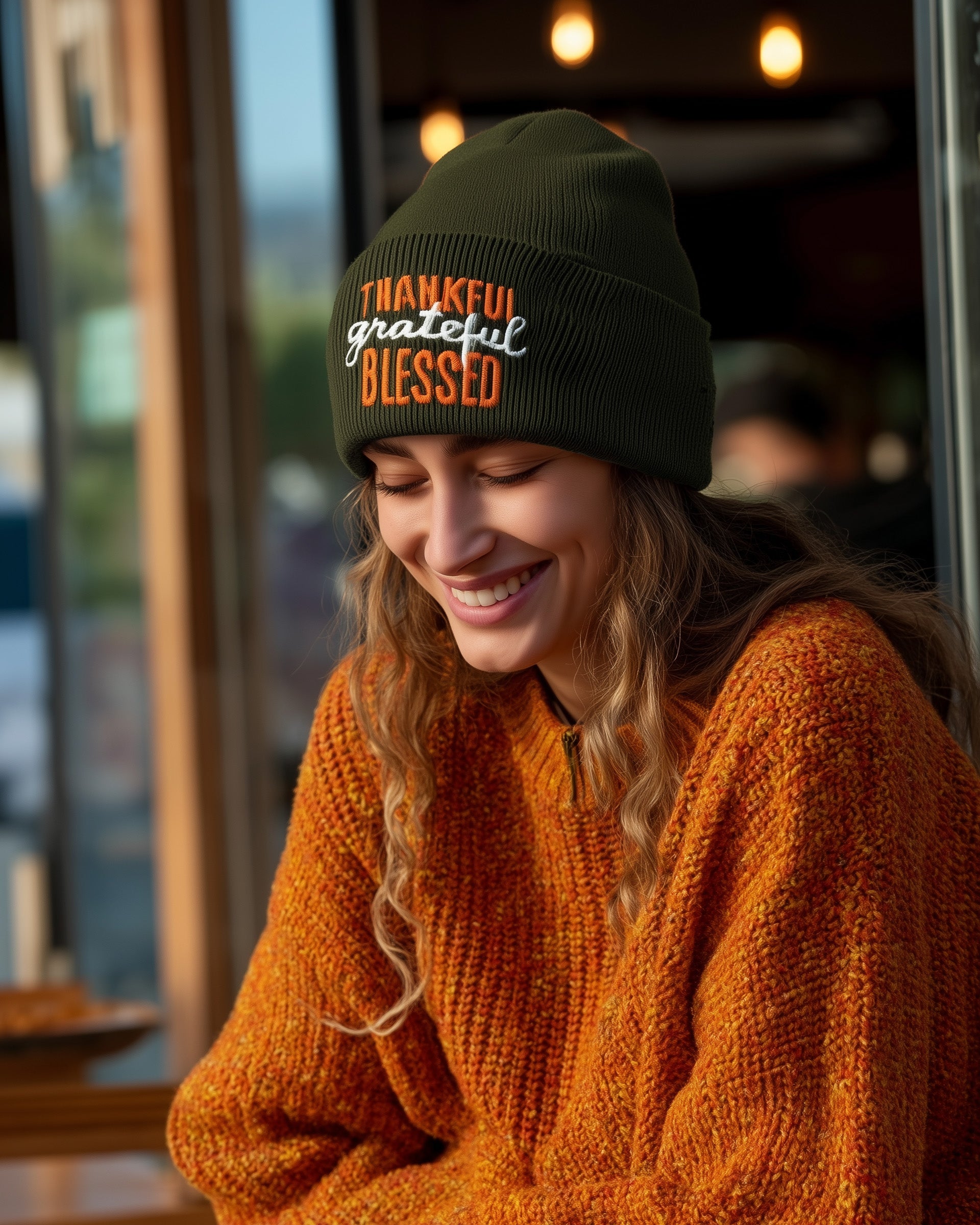 Thankful Grateful Blessed Beanie - Women's