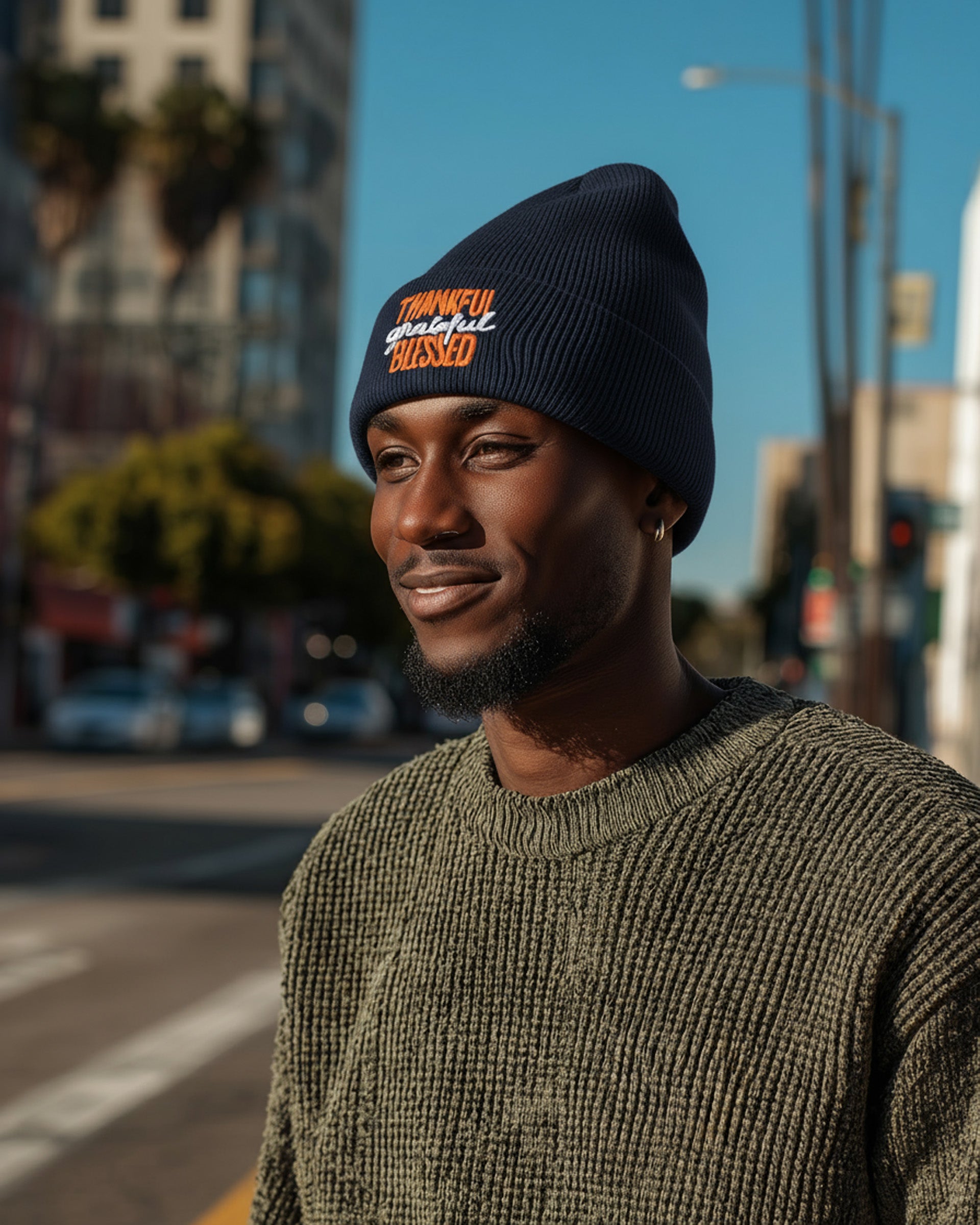 Thankful Grateful Blessed Beanie - Men's