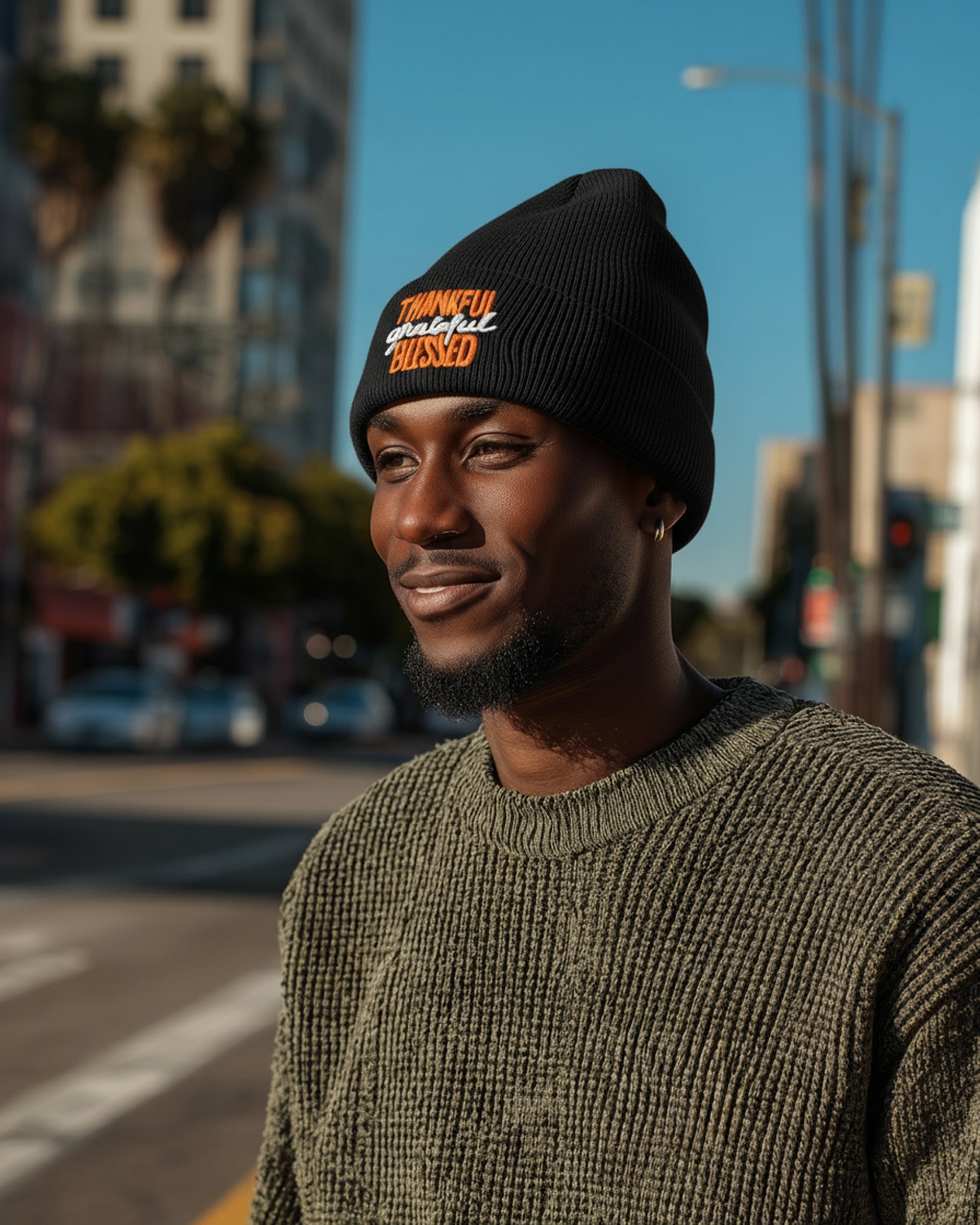 Thankful Grateful Blessed Beanie - Men's