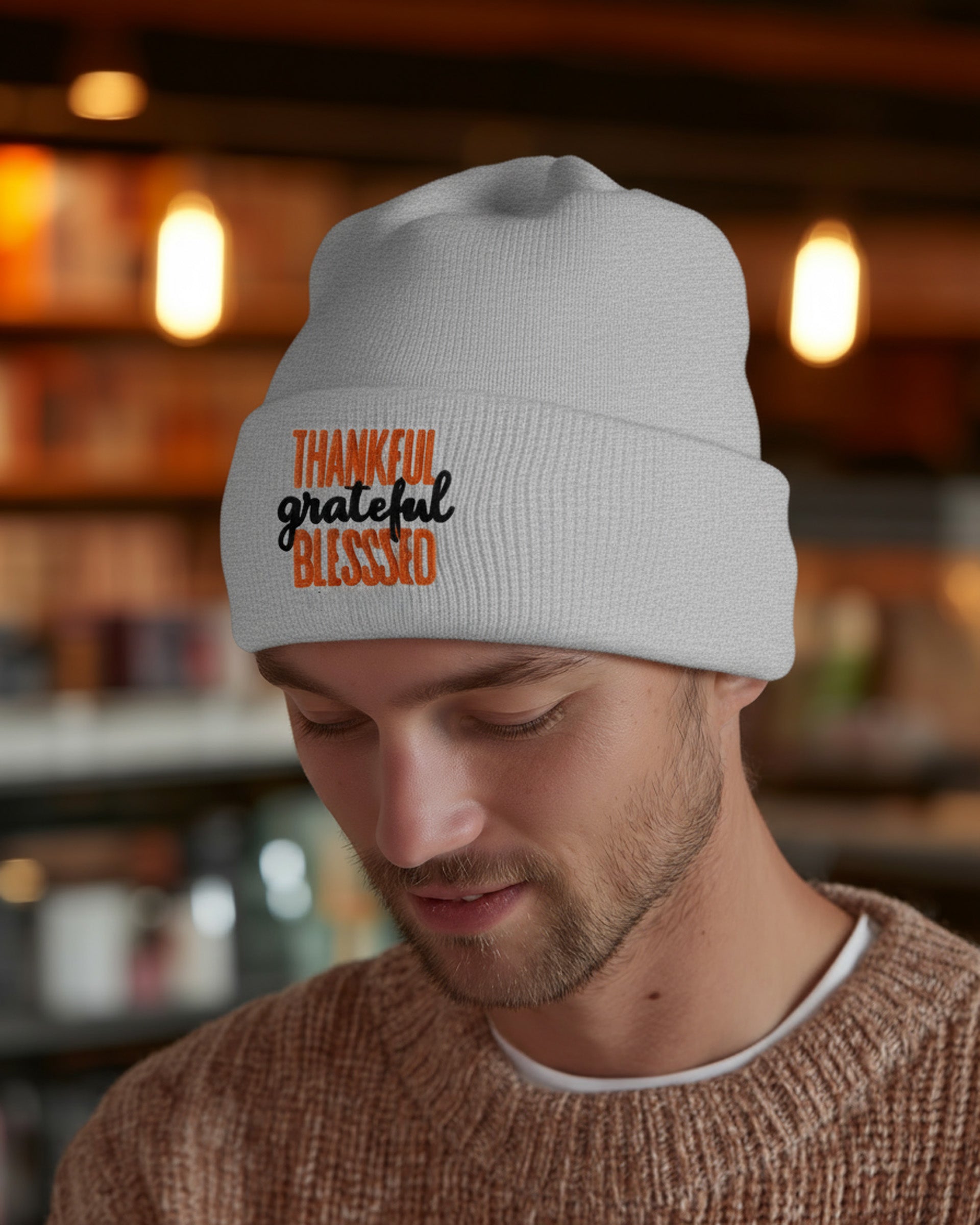 Thankful Grateful Blessed Beanie - Men's