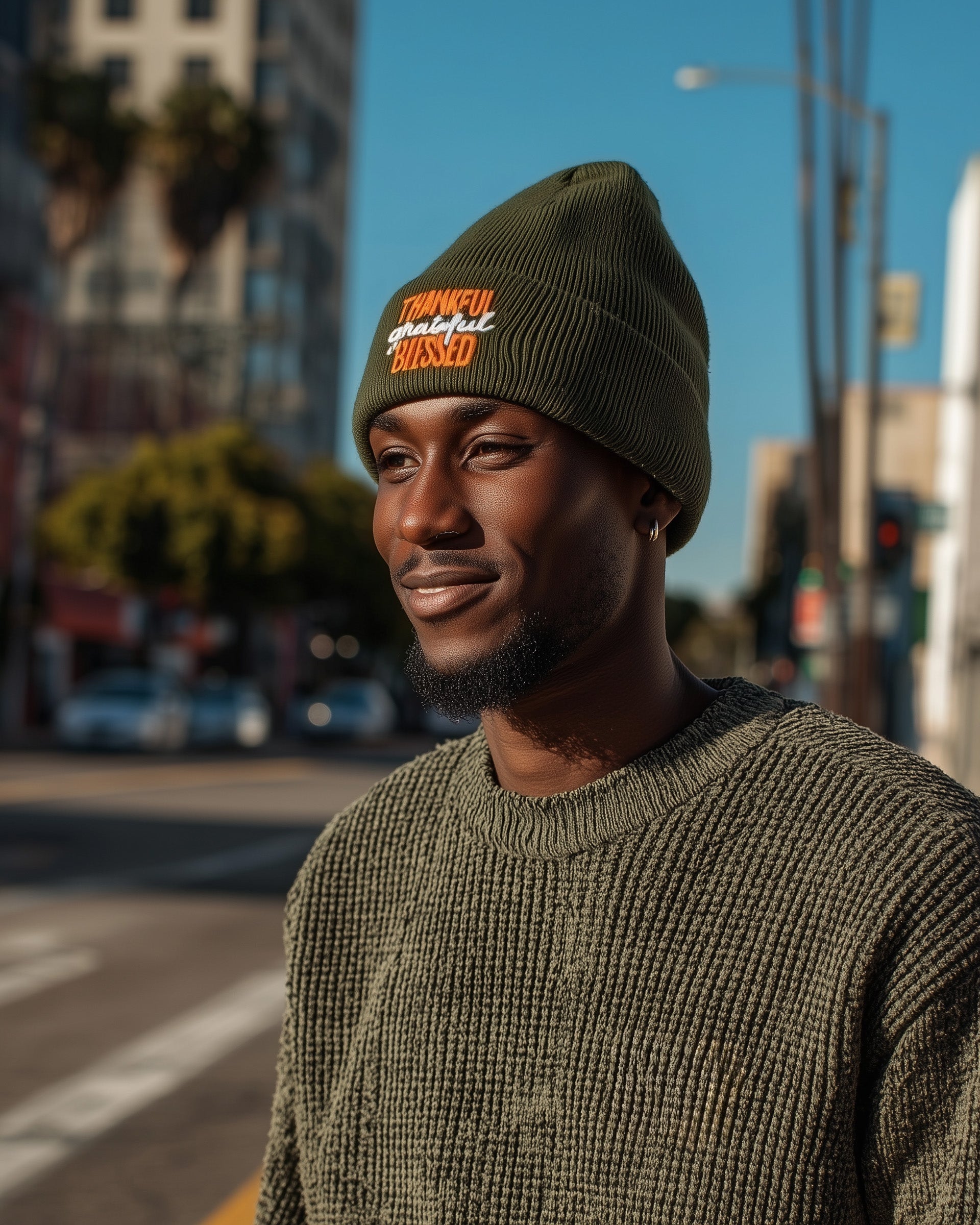 Thankful Grateful Blessed Beanie - Men's