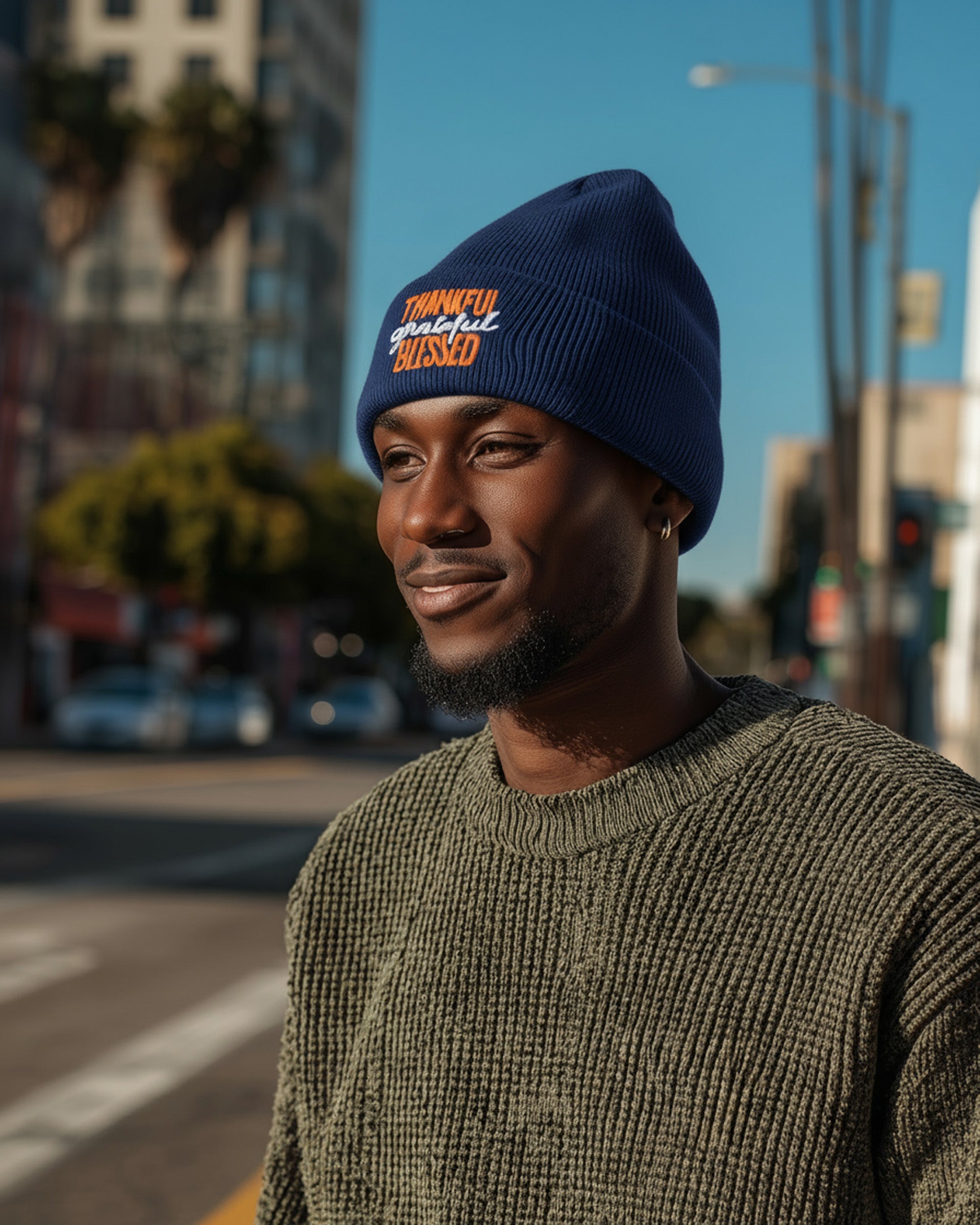 Thankful Grateful Blessed Beanie - Men's