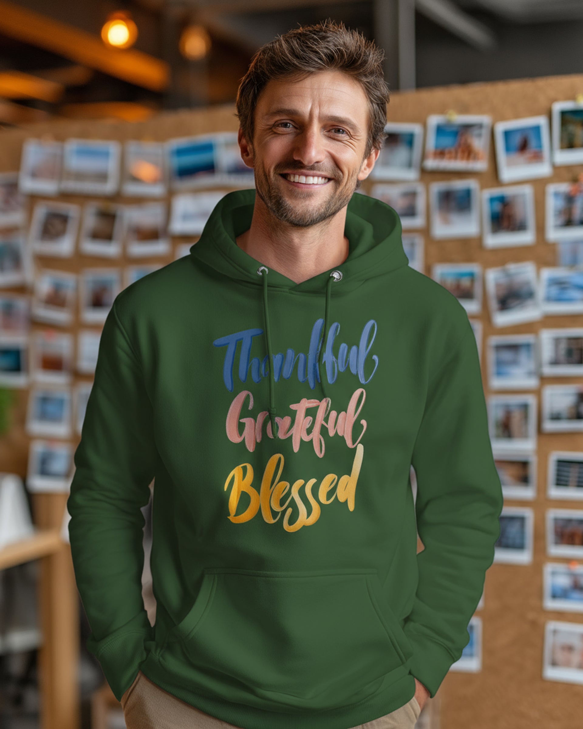 Thankful Grateful Blessed Hoodie - Men's