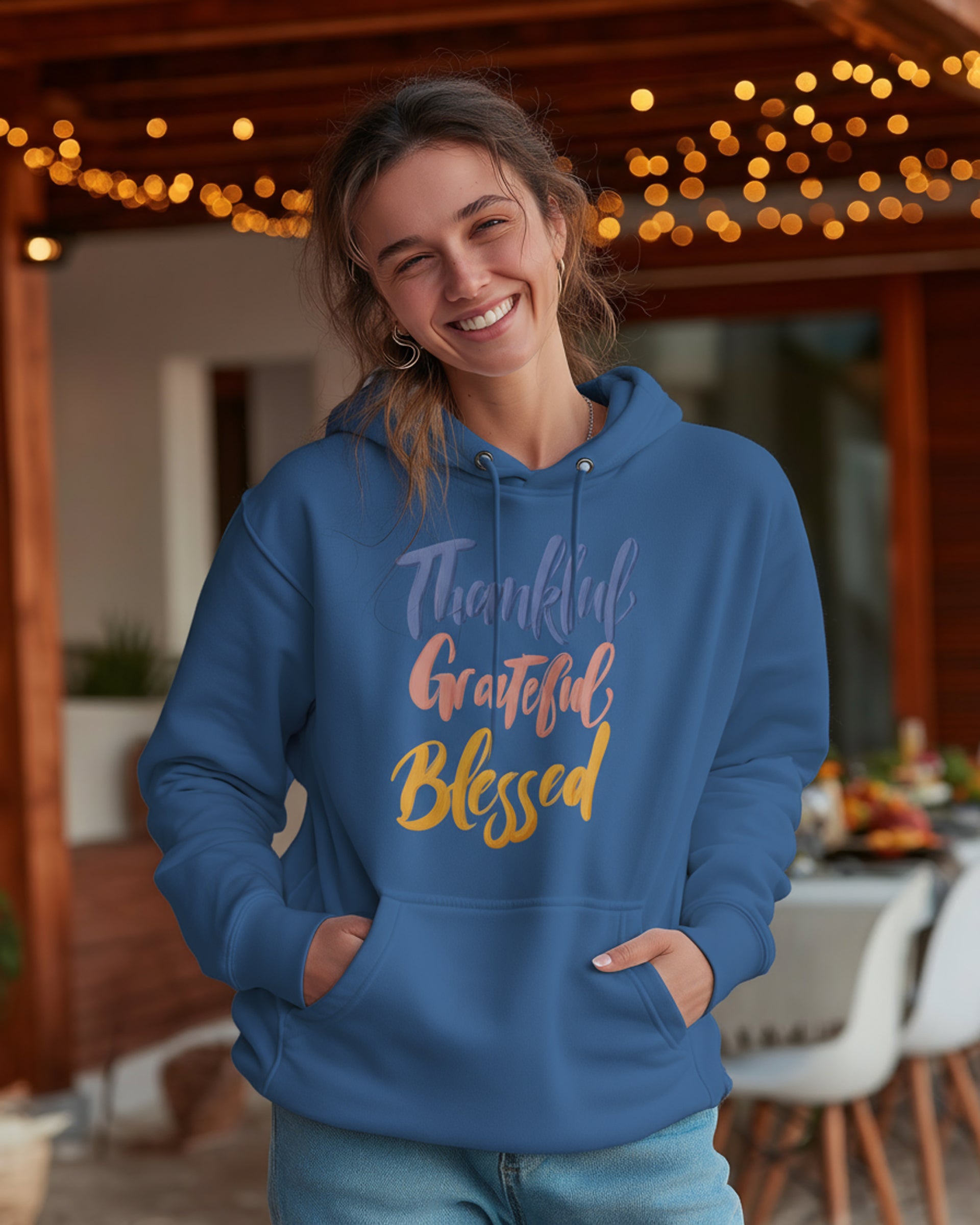 Thankful Grateful Blessed Hoodie - Women's