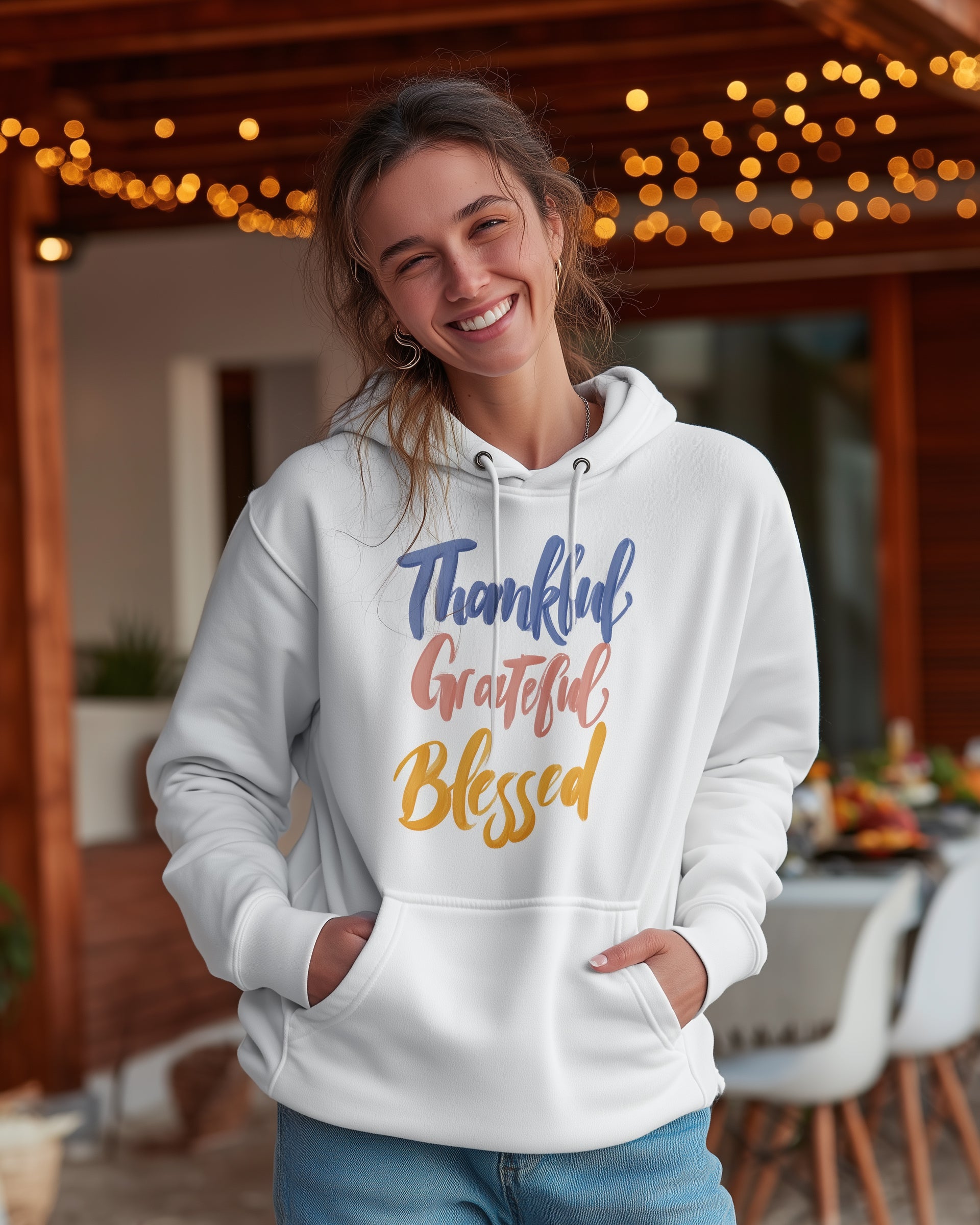 Thankful Grateful Blessed Hoodie - Women's