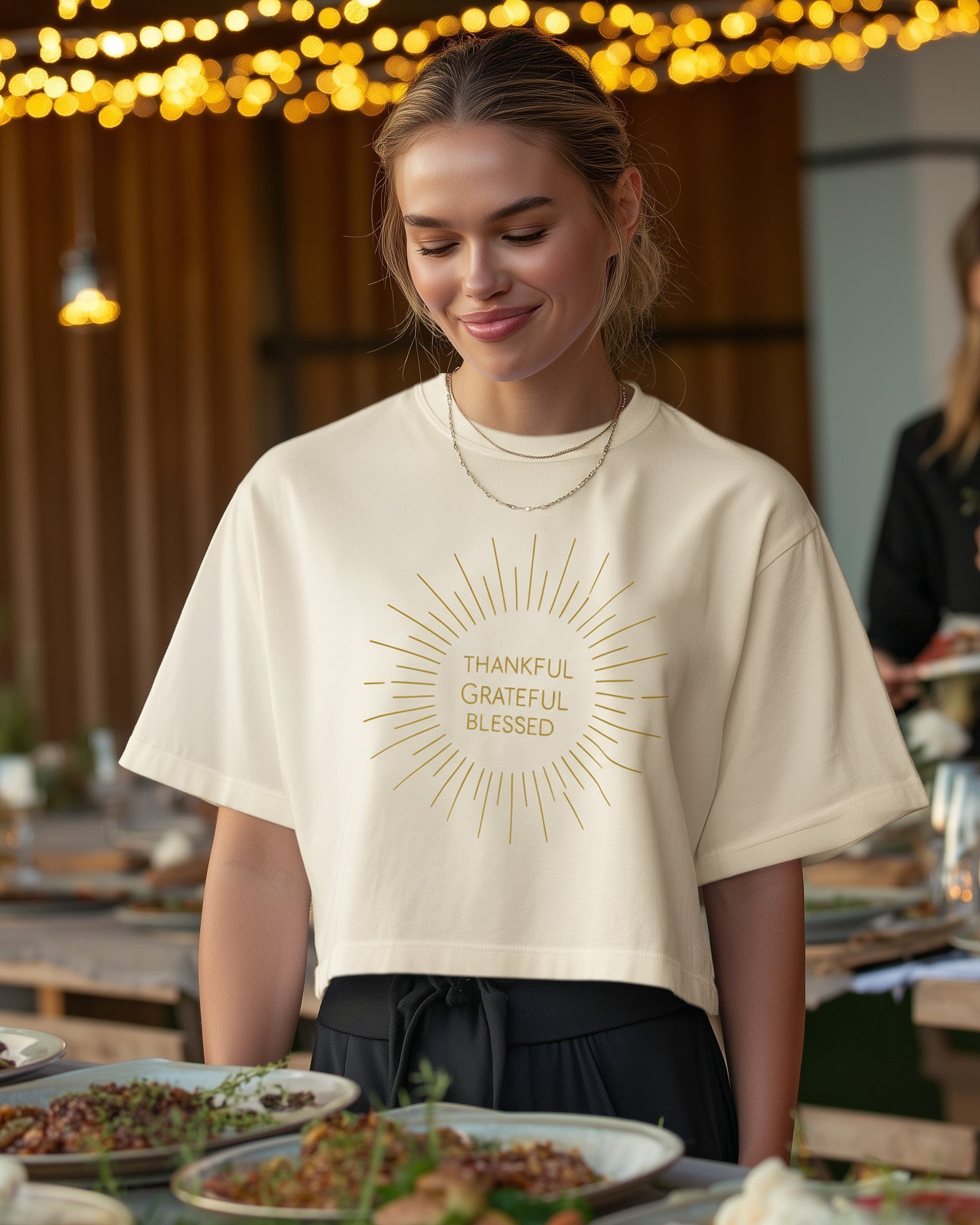 Thankful Grateful Blessed Boxy Tee (Sun) - Women's