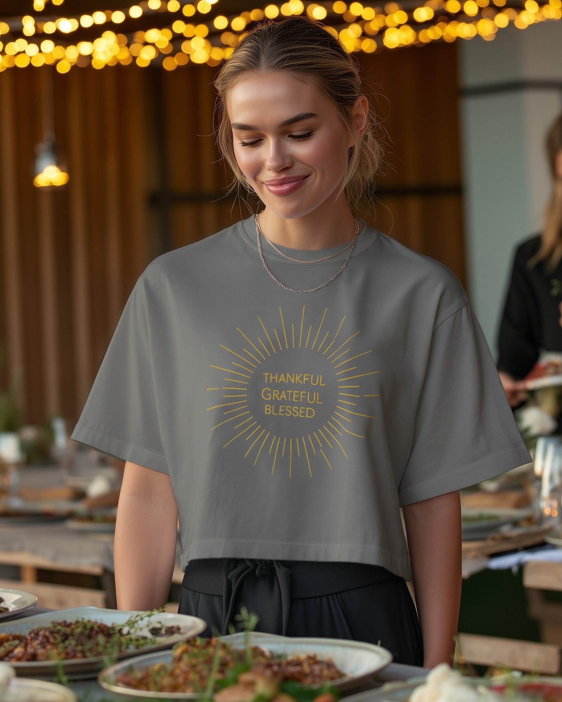 Thankful Grateful Blessed Boxy Tee (Sun) - Women's