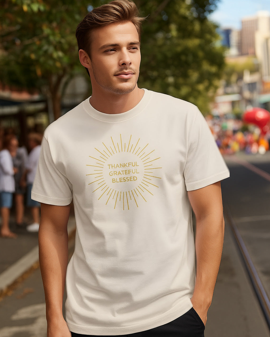 Thankful Grateful Blessed Boxy Tee (Sun) - Men’s