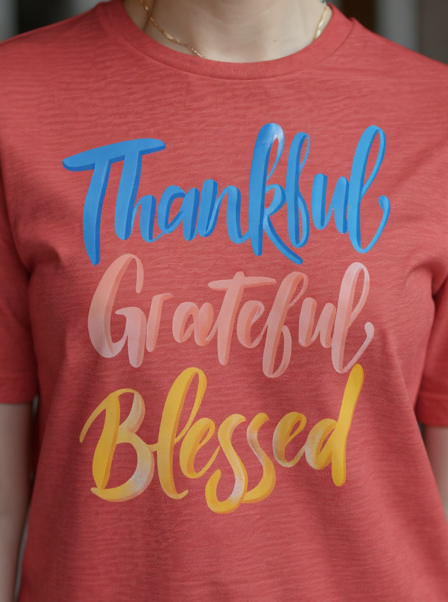 Thankful. Grateful. Blessed. Relaxed Tee - Women's