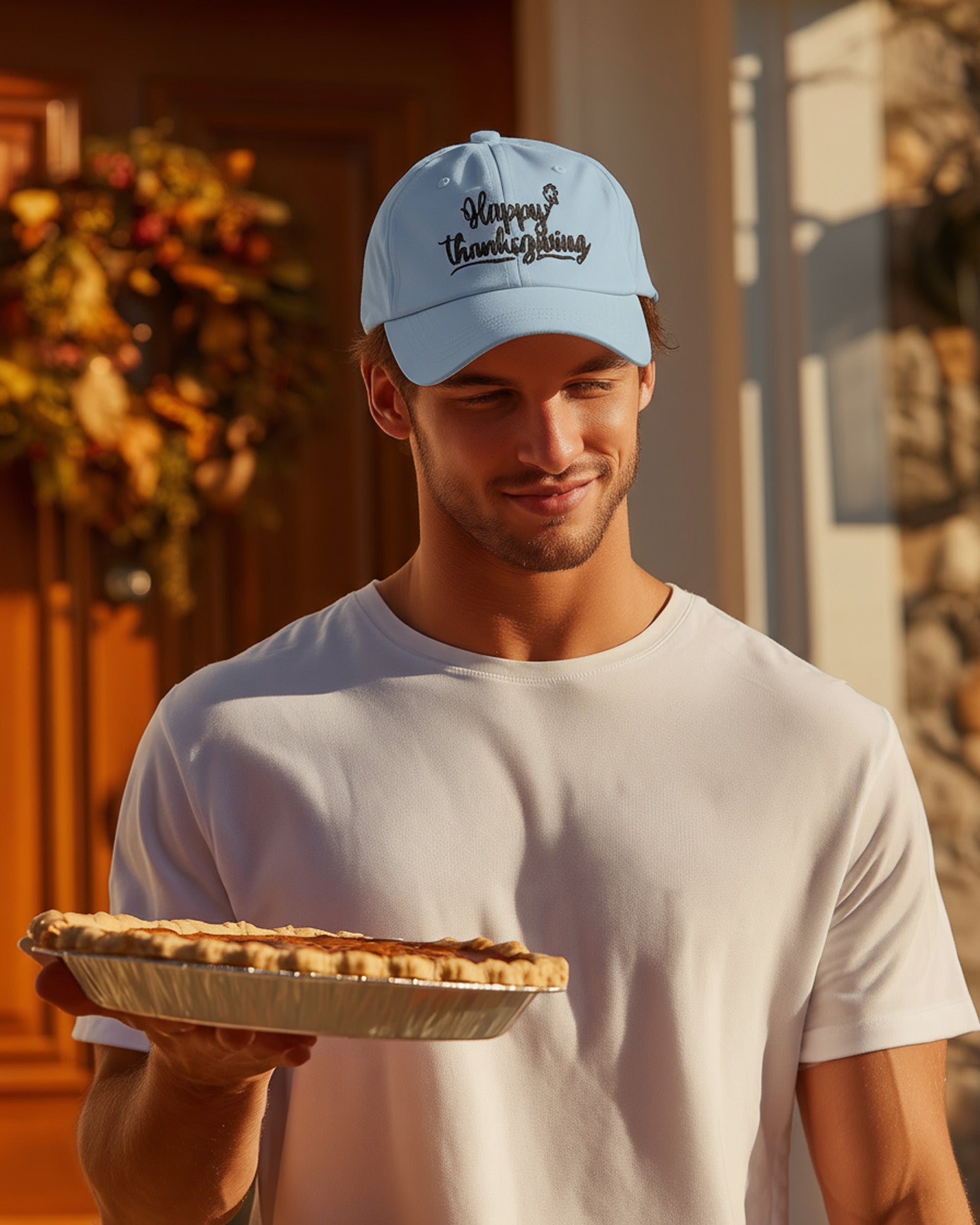 Happy Thanksgiving Cap (Black/White) - Men's