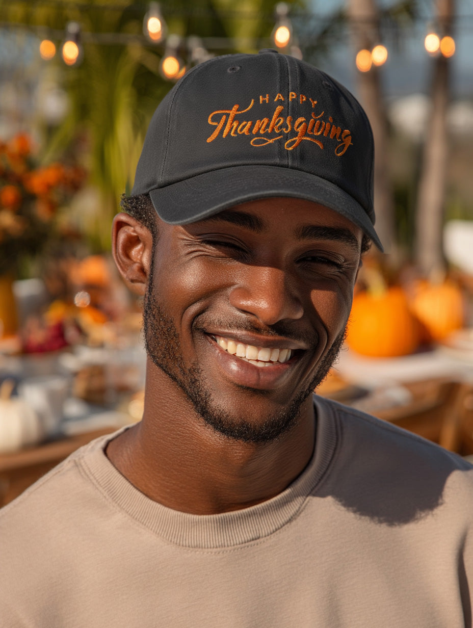 Happy Thanksgiving Cap (Orange) - Women's