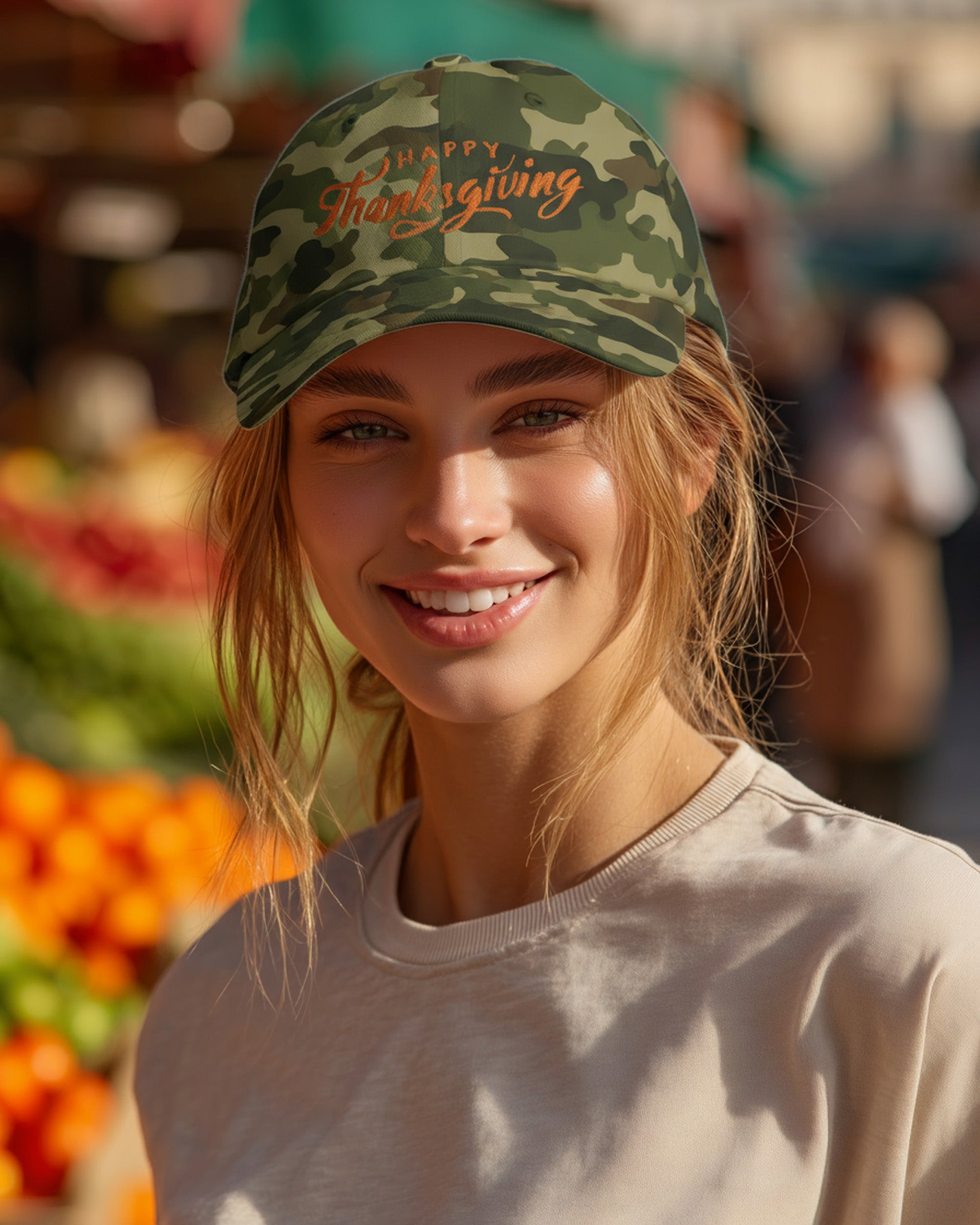 Happy Thanksgiving Cap (Orange) - Women's