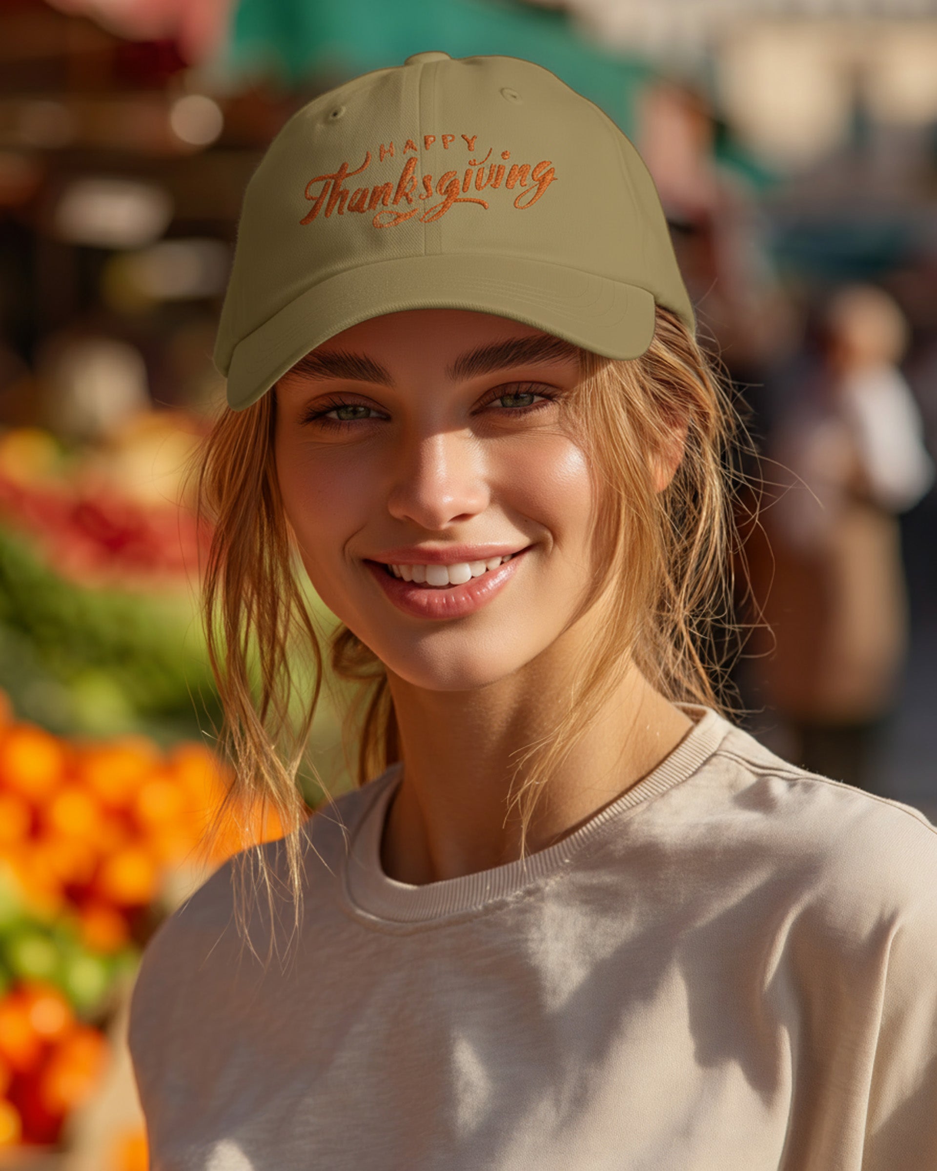 Happy Thanksgiving Cap (Orange) - Women's