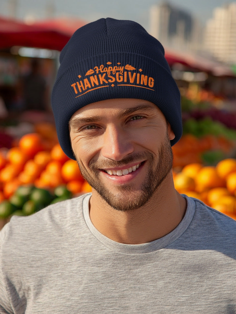 Happy Thanksgiving Beanie - Men's