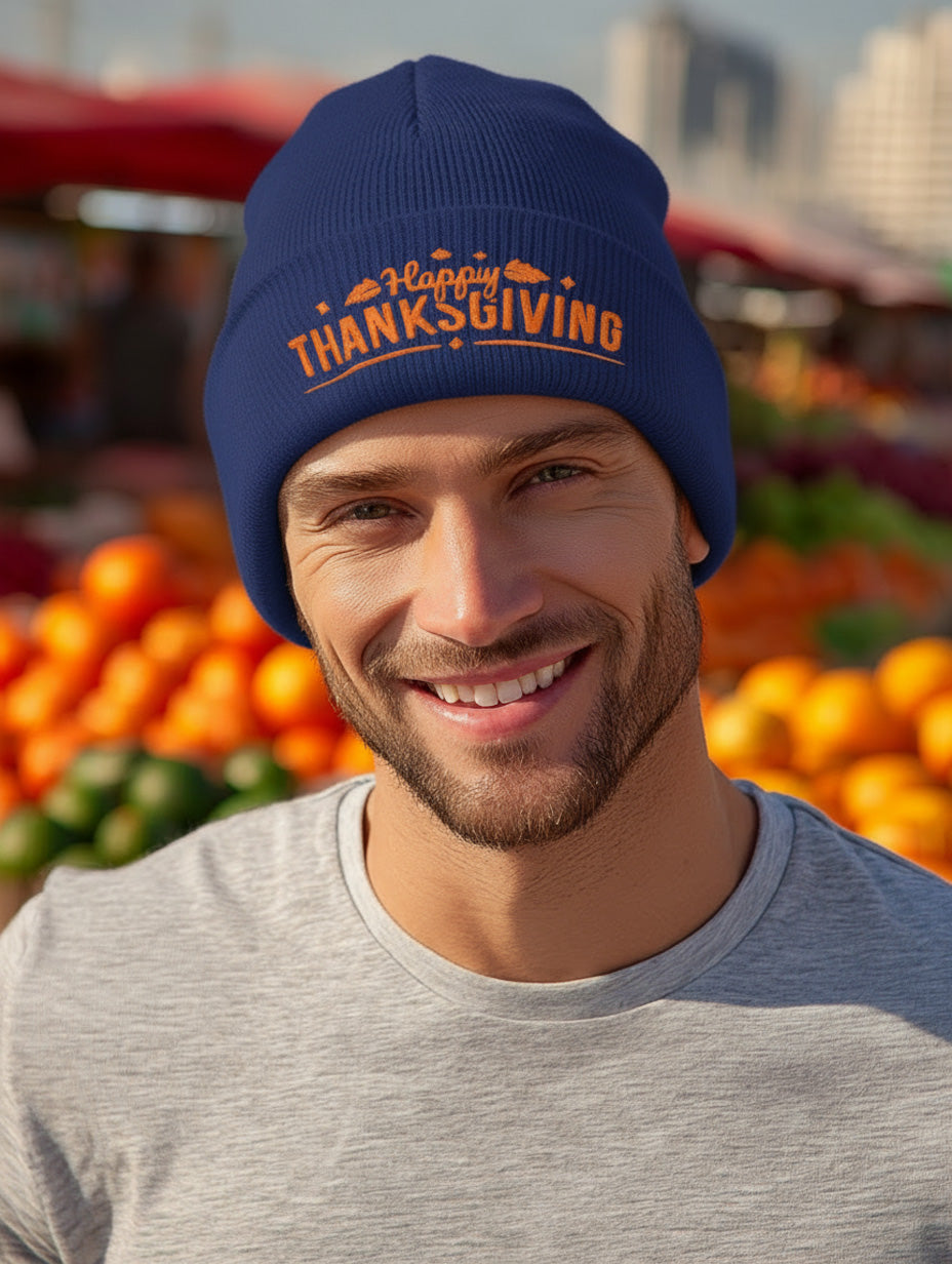 Happy Thanksgiving Beanie - Men's
