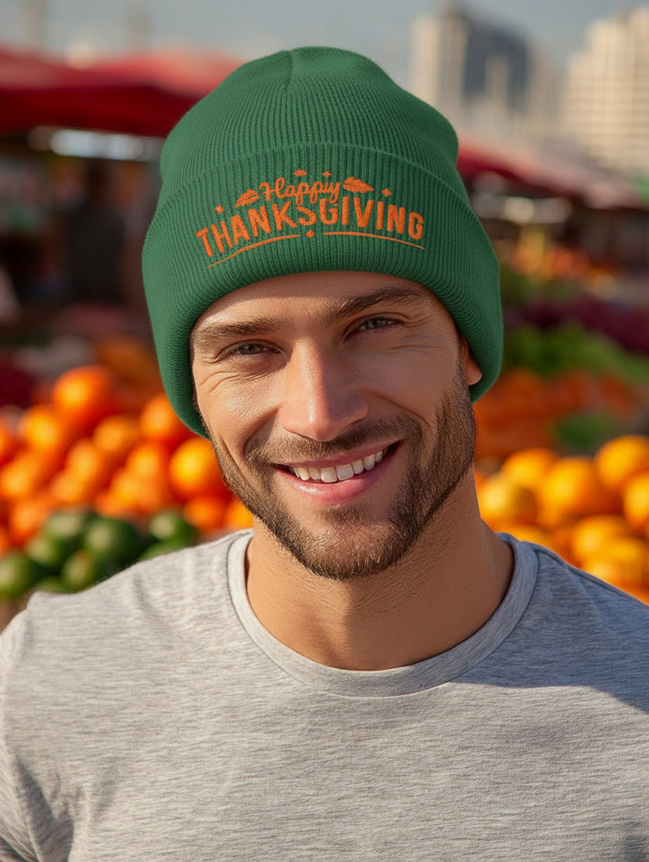 Happy Thanksgiving Beanie - Men's