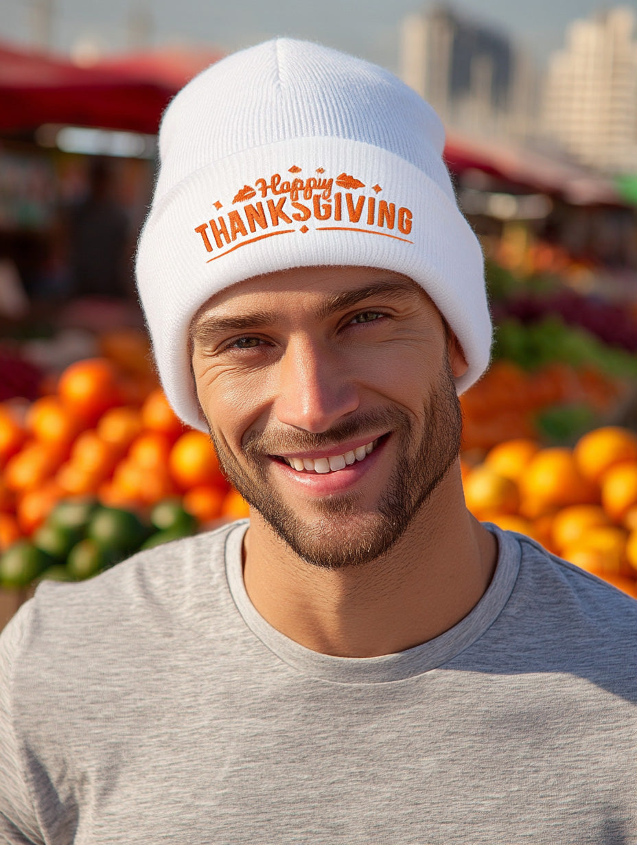Happy Thanksgiving Beanie - Men's