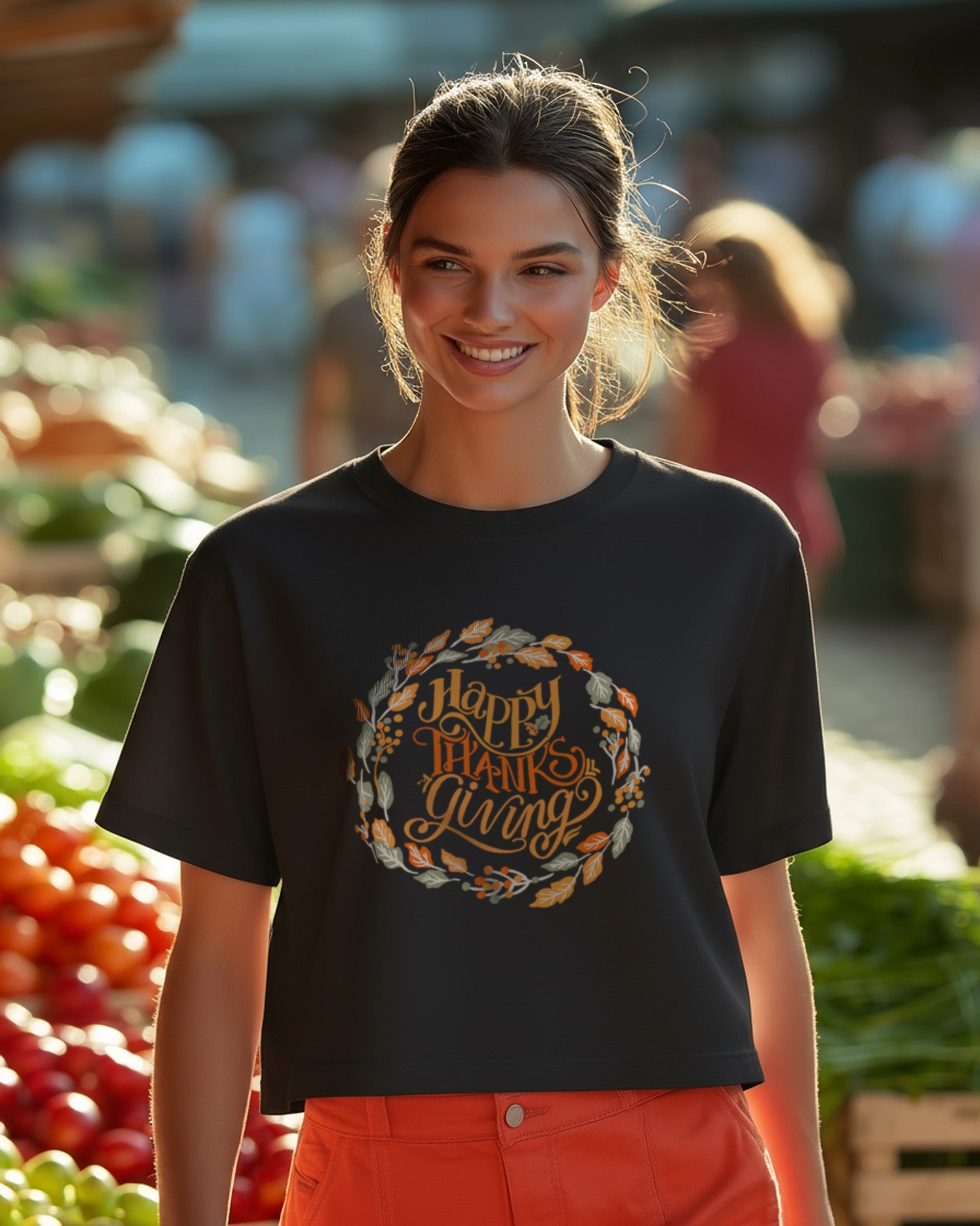 Happy Thanksgiving Heavyweight Boxy Tee - Women's