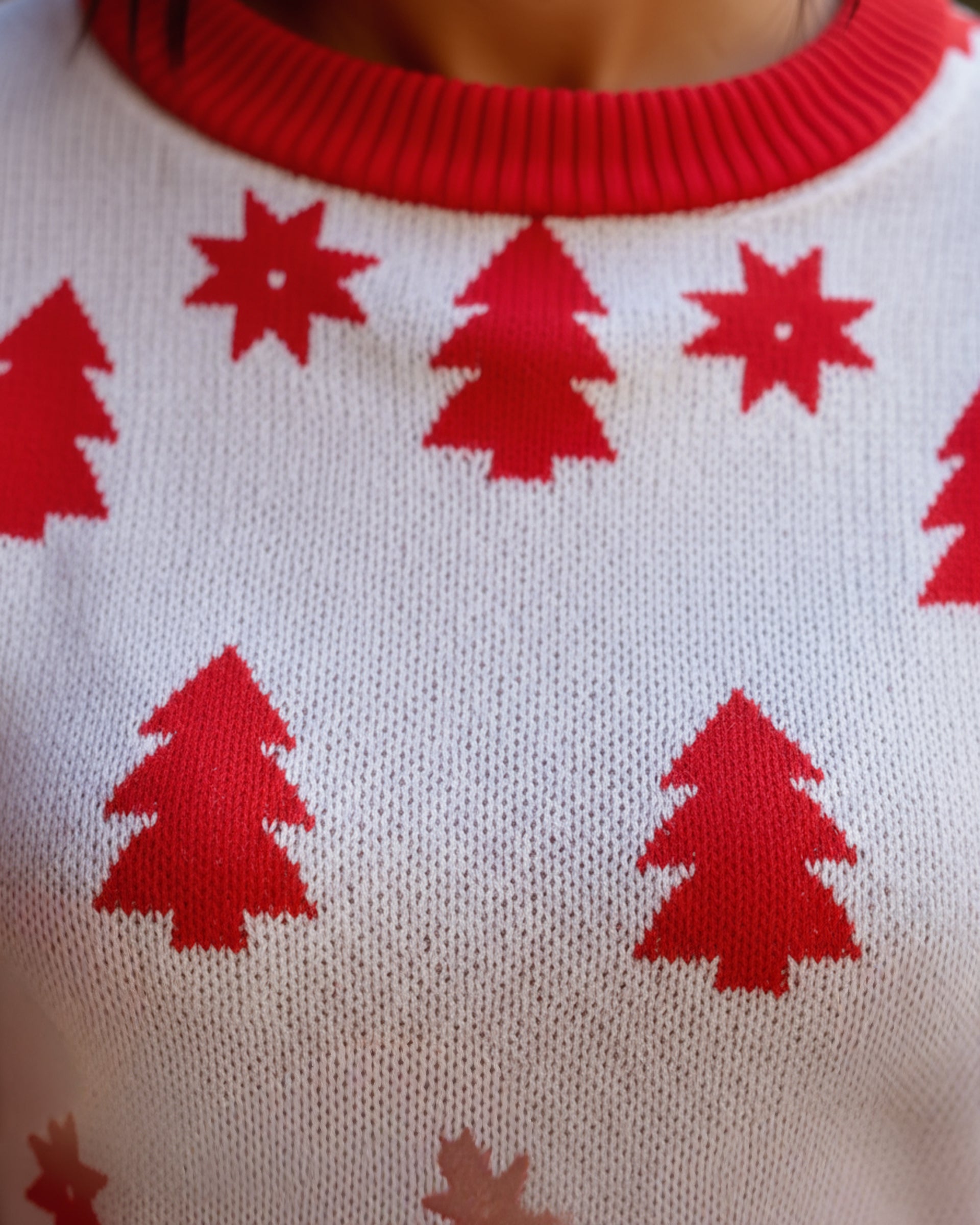 Allover Tree & Star Christmas Sweater - Women's