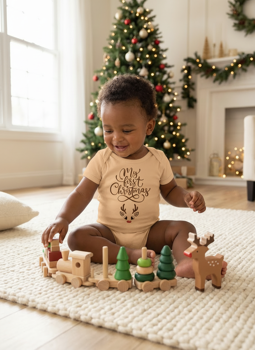 My First Christmas Organic Cotton Bodysuit | Newborn Holiday Keepsake