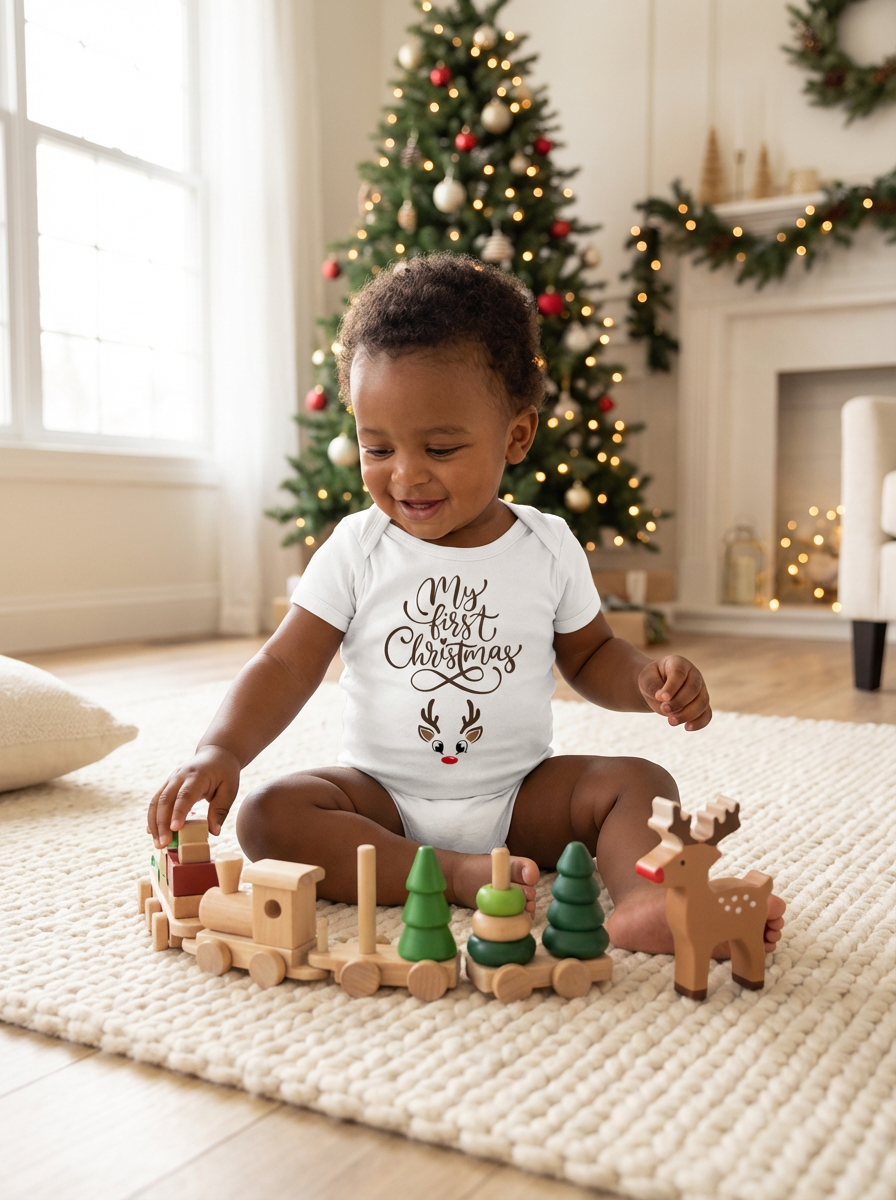 My First Christmas Organic Cotton Bodysuit | Newborn Holiday Keepsake