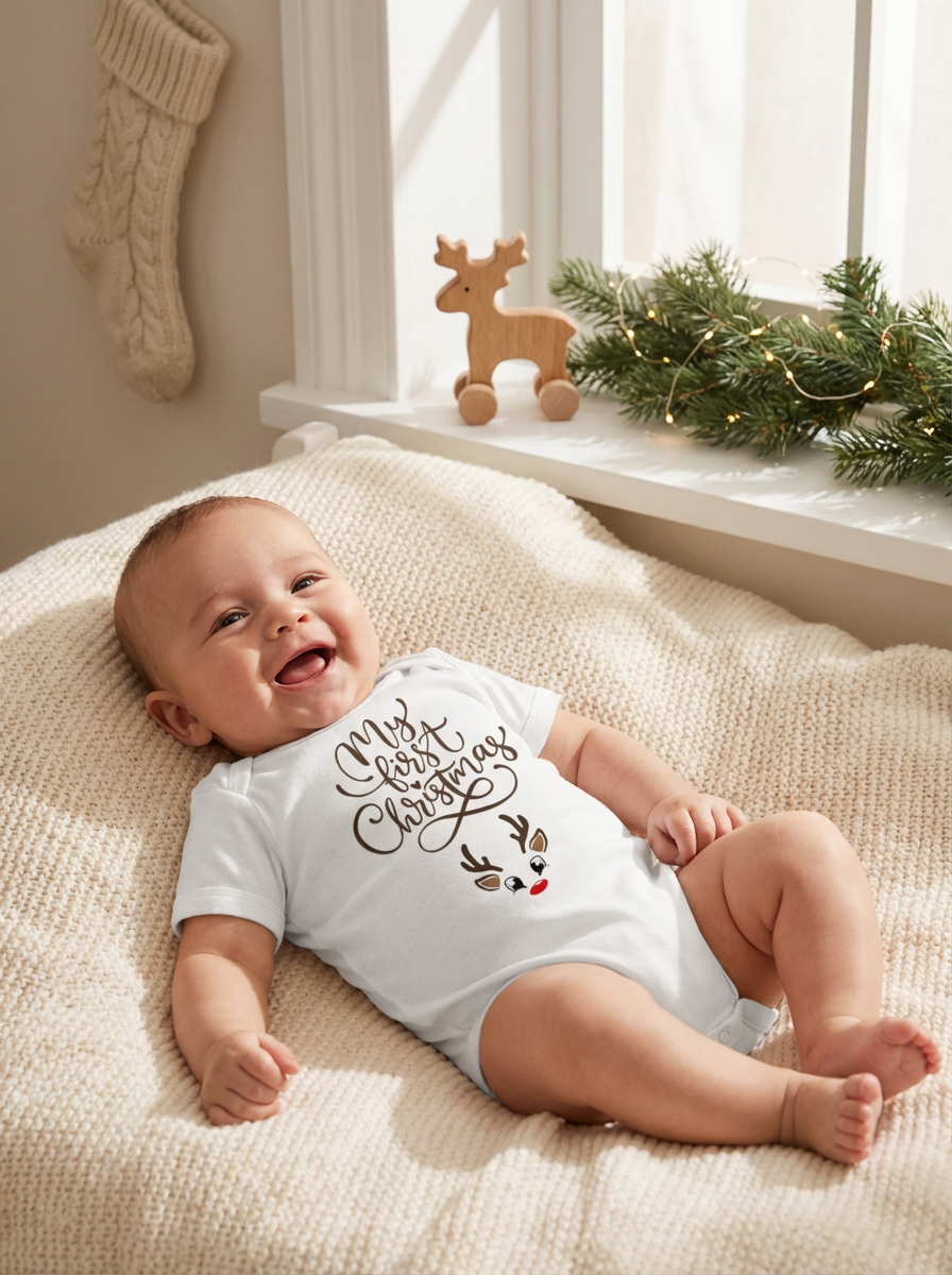 My First Christmas Organic Cotton Bodysuit | Newborn Holiday Keepsake