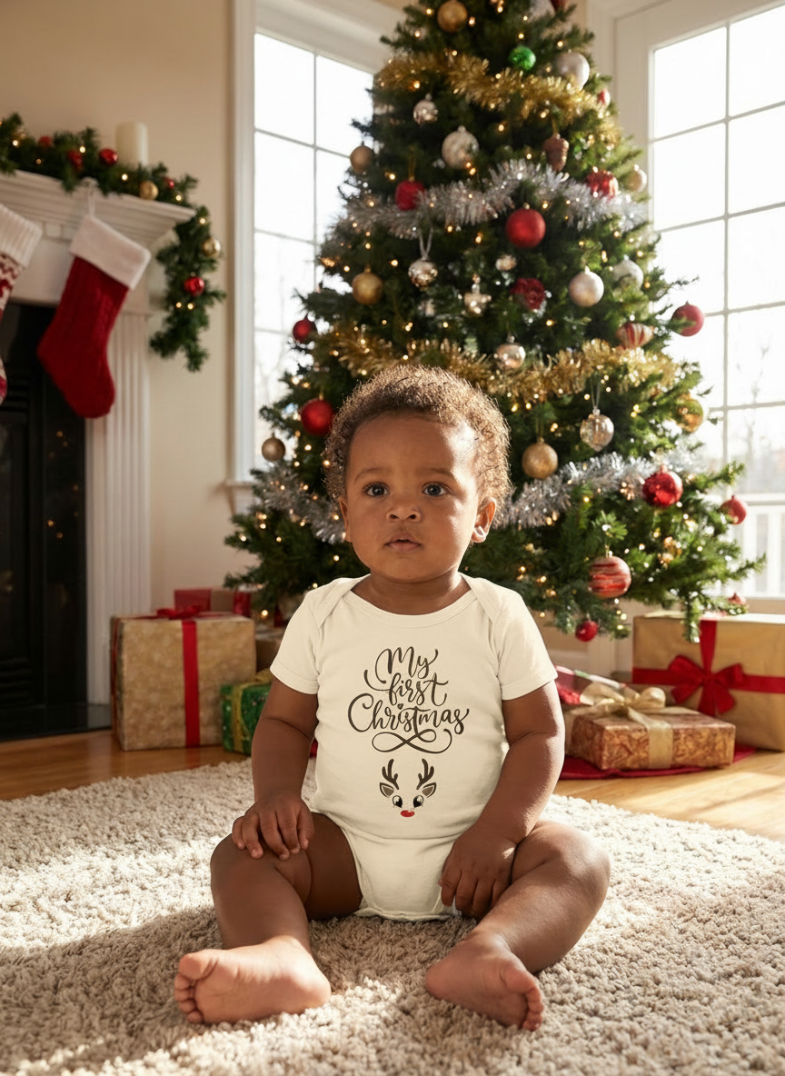 My First Christmas Organic Cotton Bodysuit | Newborn Holiday Keepsake