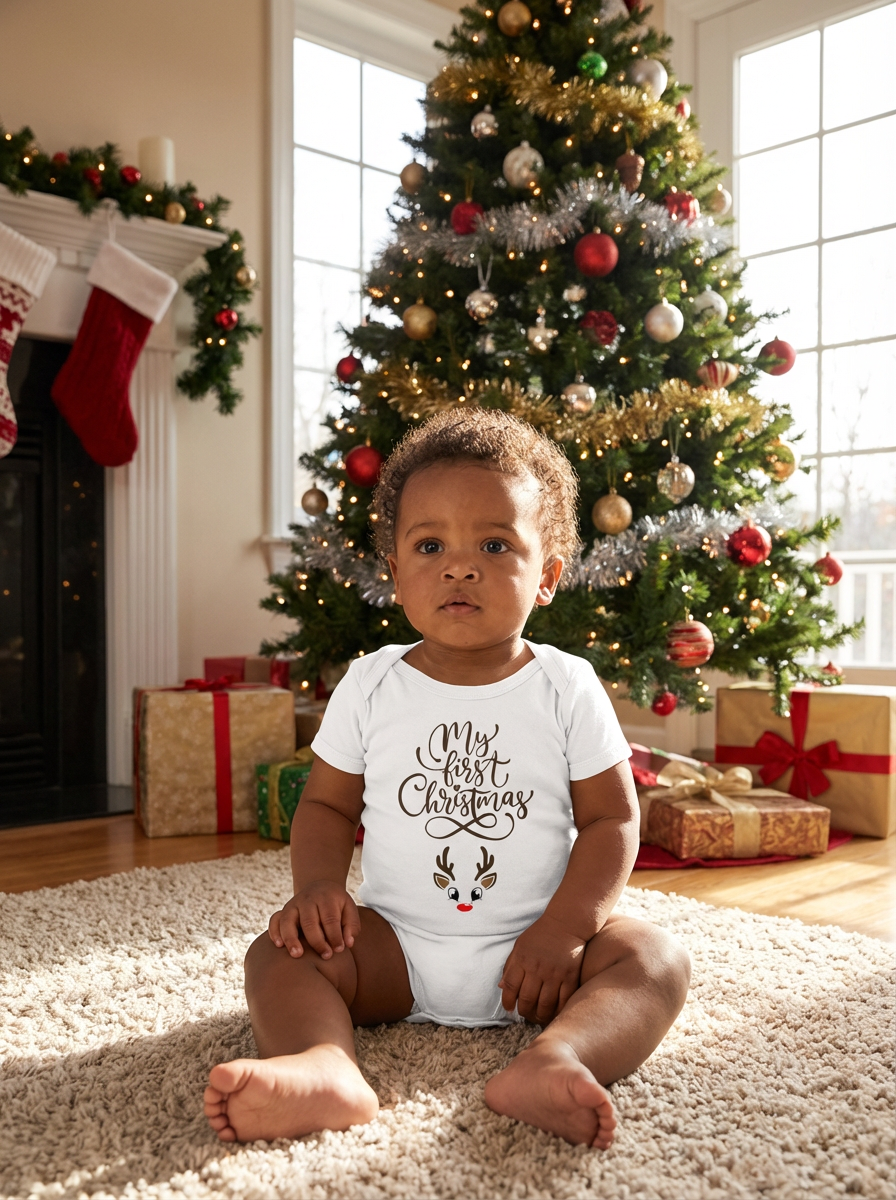My First Christmas Organic Cotton Bodysuit | Newborn Holiday Keepsake