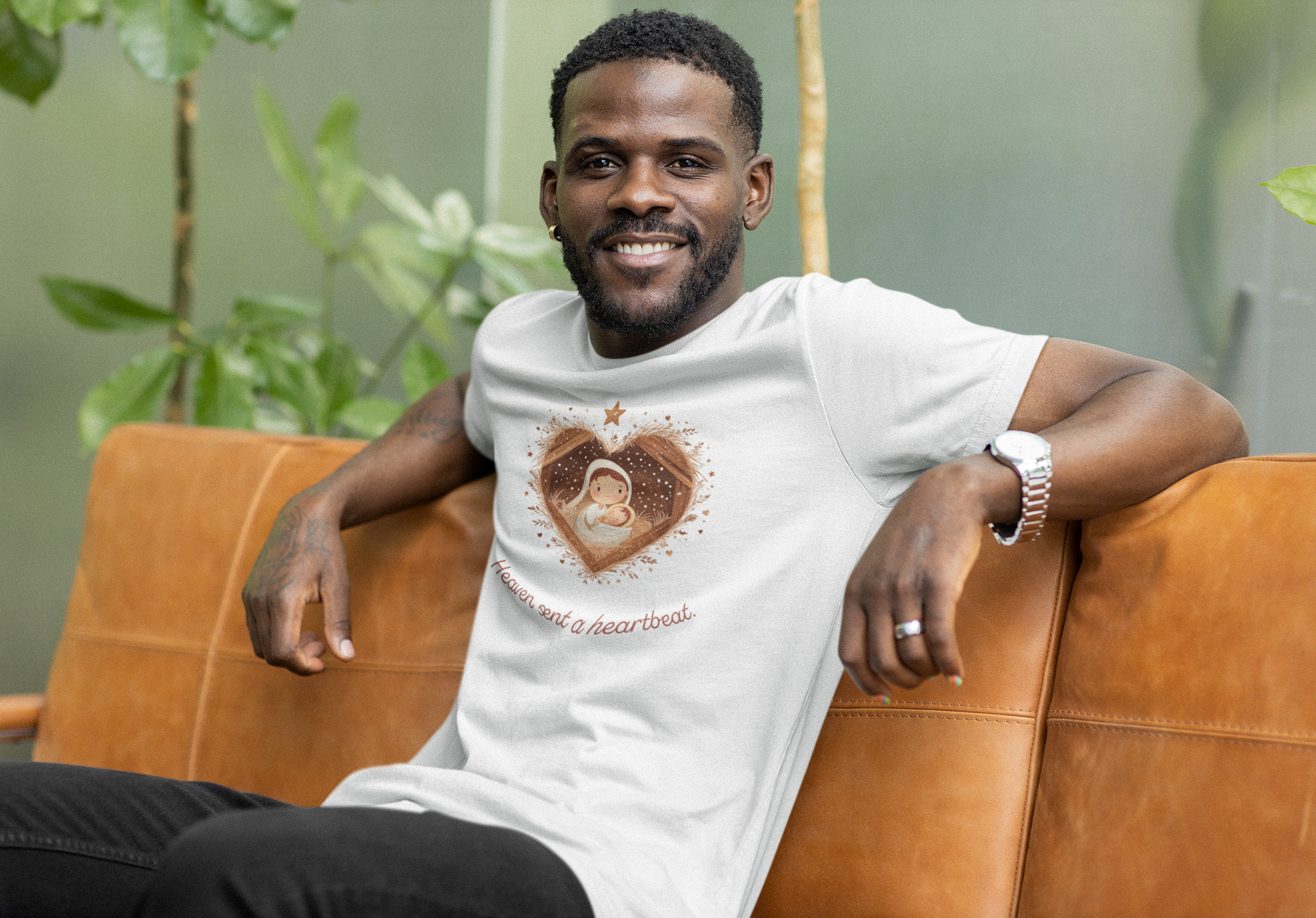 Heaven Sent a Heartbeat Christmas Tee - Men's