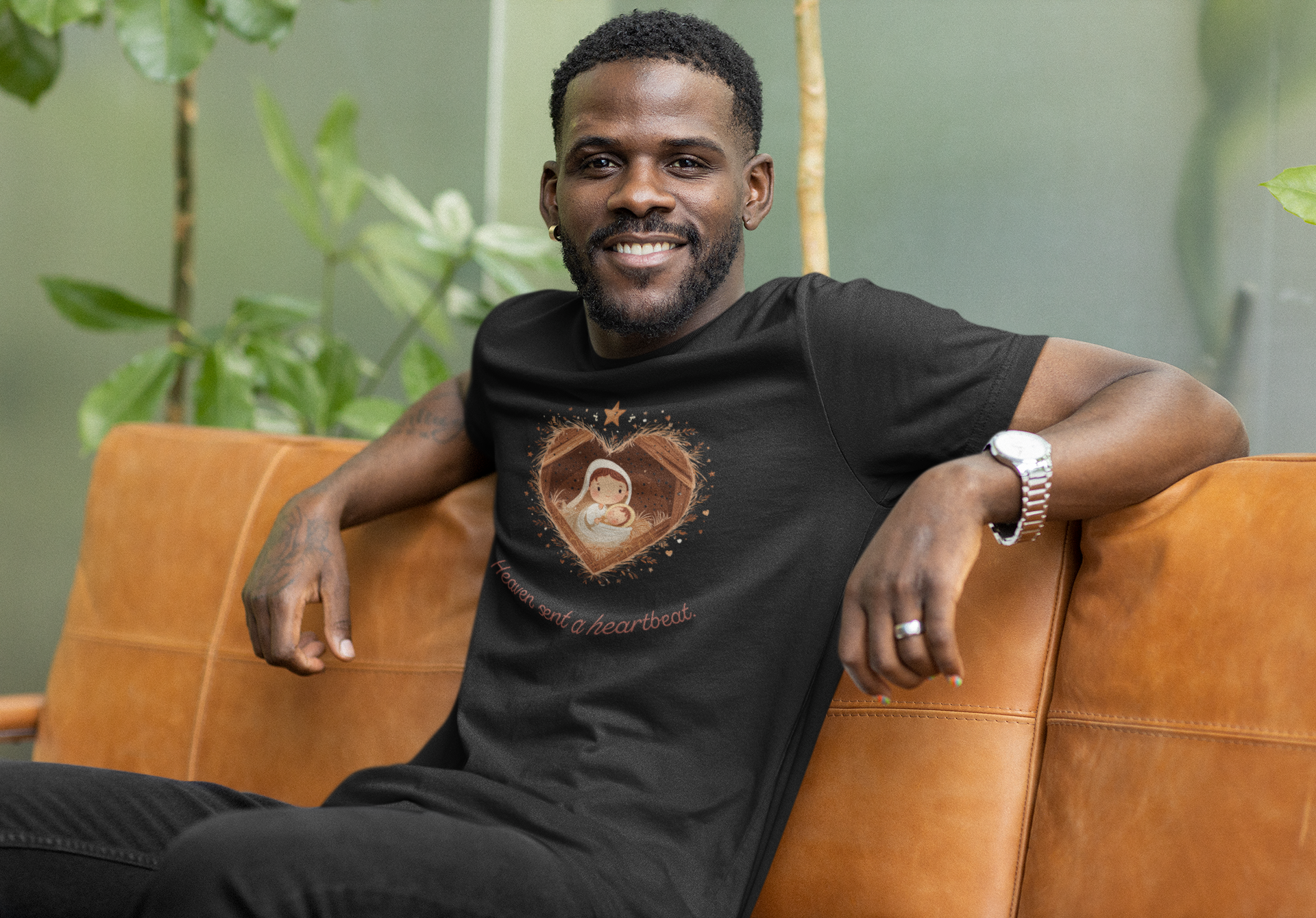 Heaven Sent a Heartbeat Christmas Tee - Men's