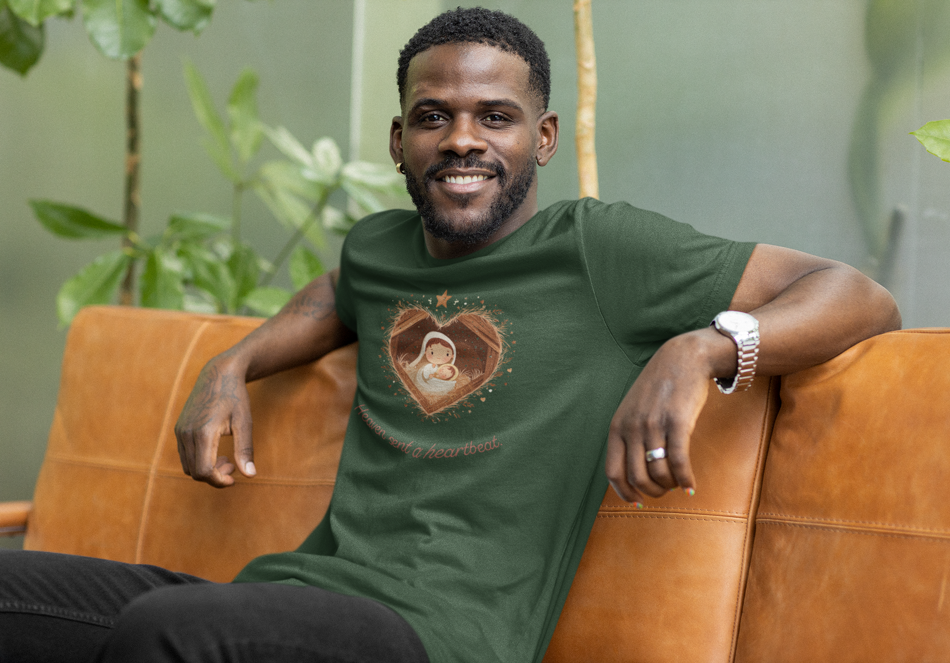 Heaven Sent a Heartbeat Christmas Tee - Men's