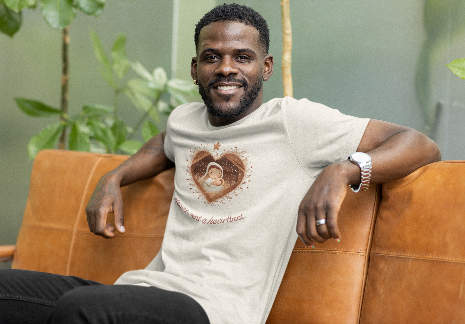 Heaven Sent a Heartbeat Christmas Tee - Men's