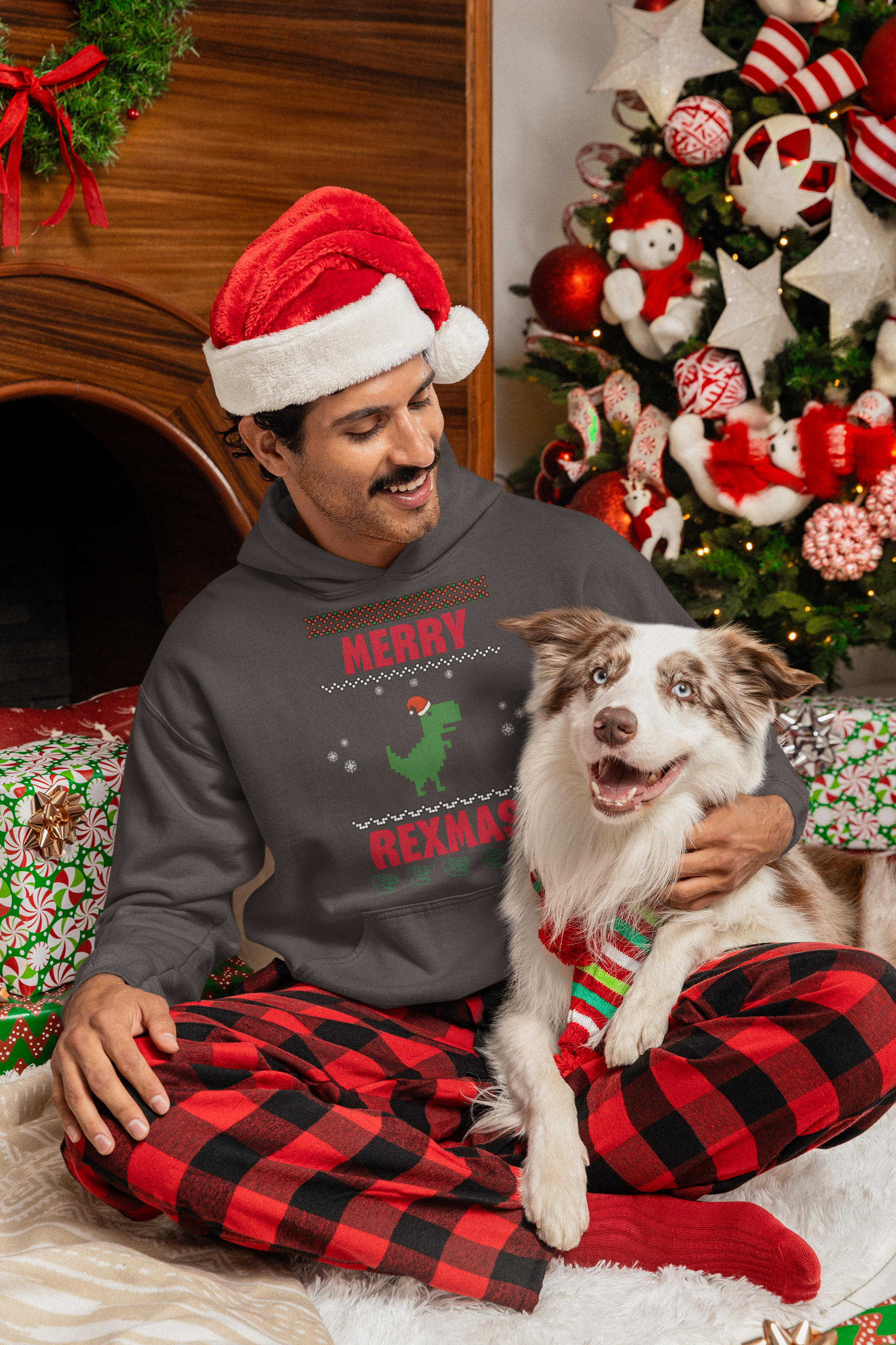 Merry Rexmas T-Rex Hoodie - Men's