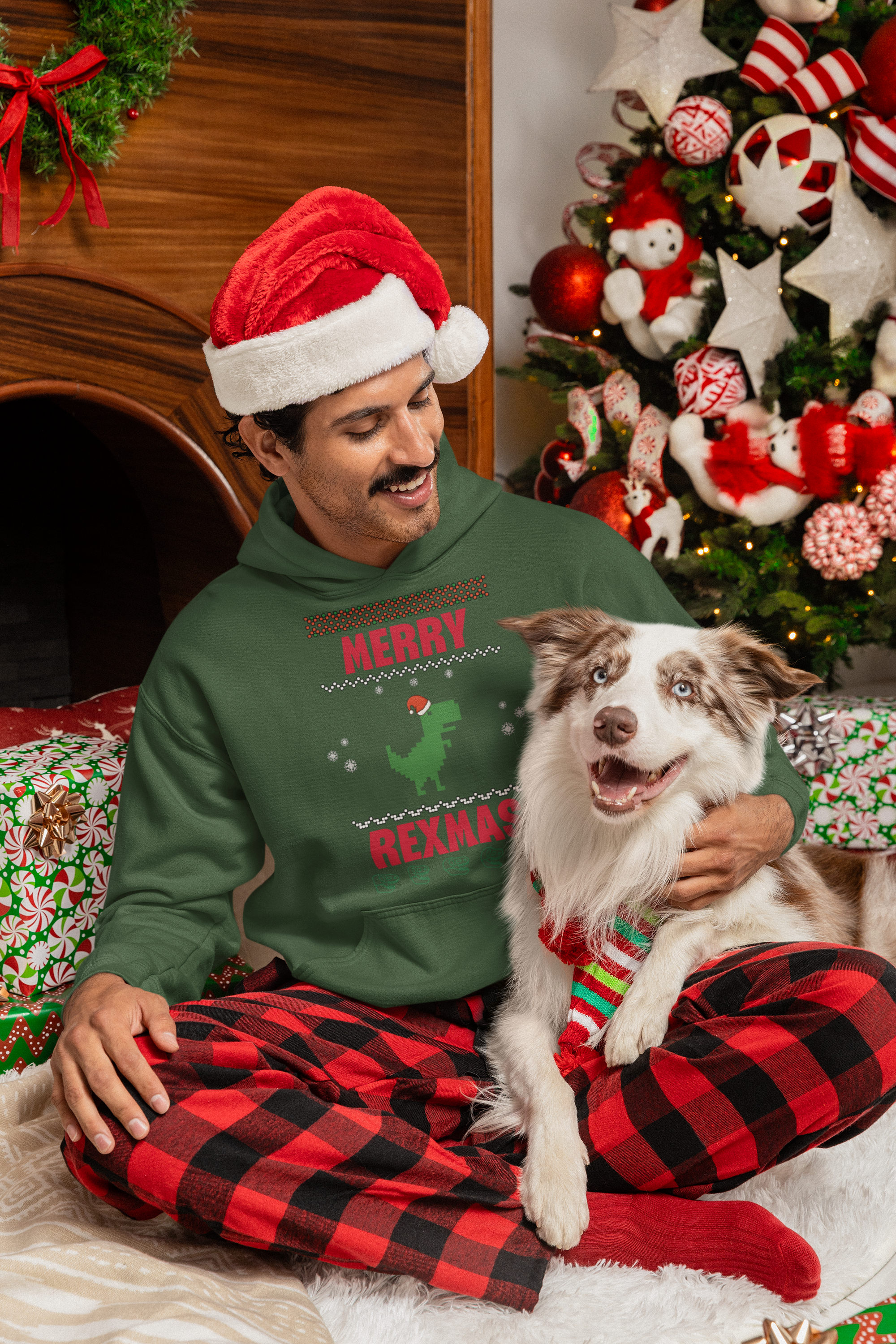 Merry Rexmas T-Rex Hoodie - Men's