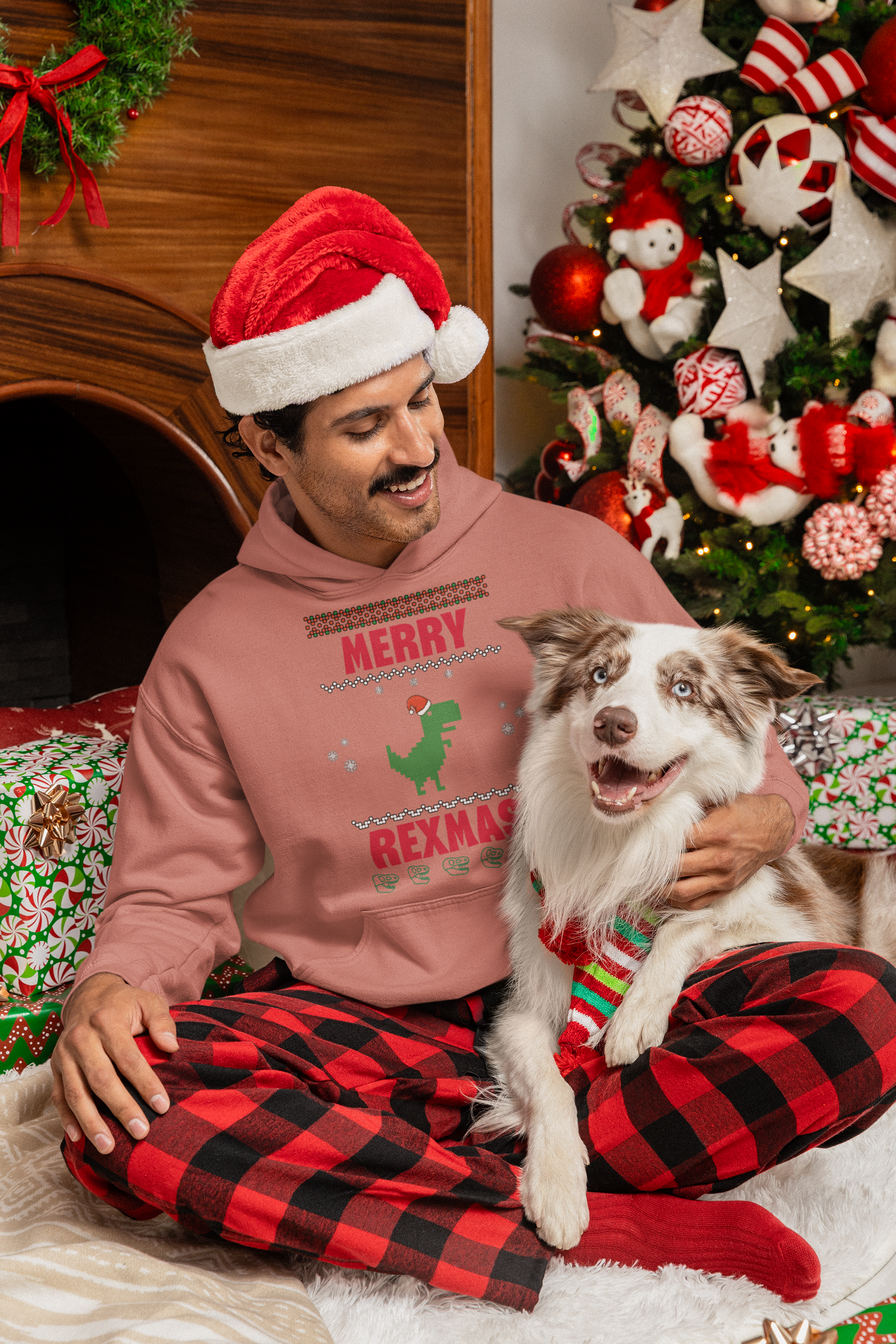 Merry Rexmas T-Rex Hoodie - Men's