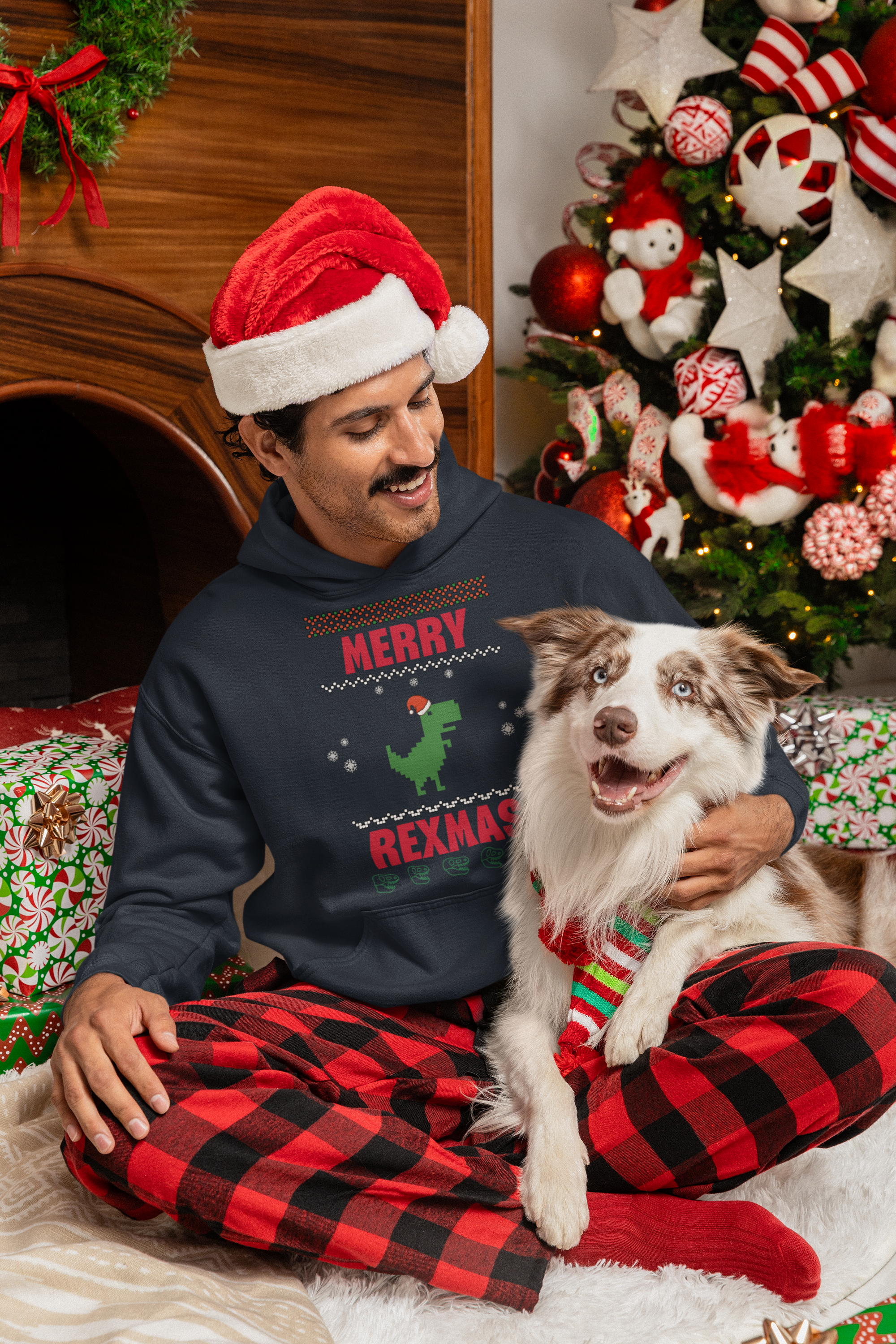 Merry Rexmas T-Rex Hoodie - Men's