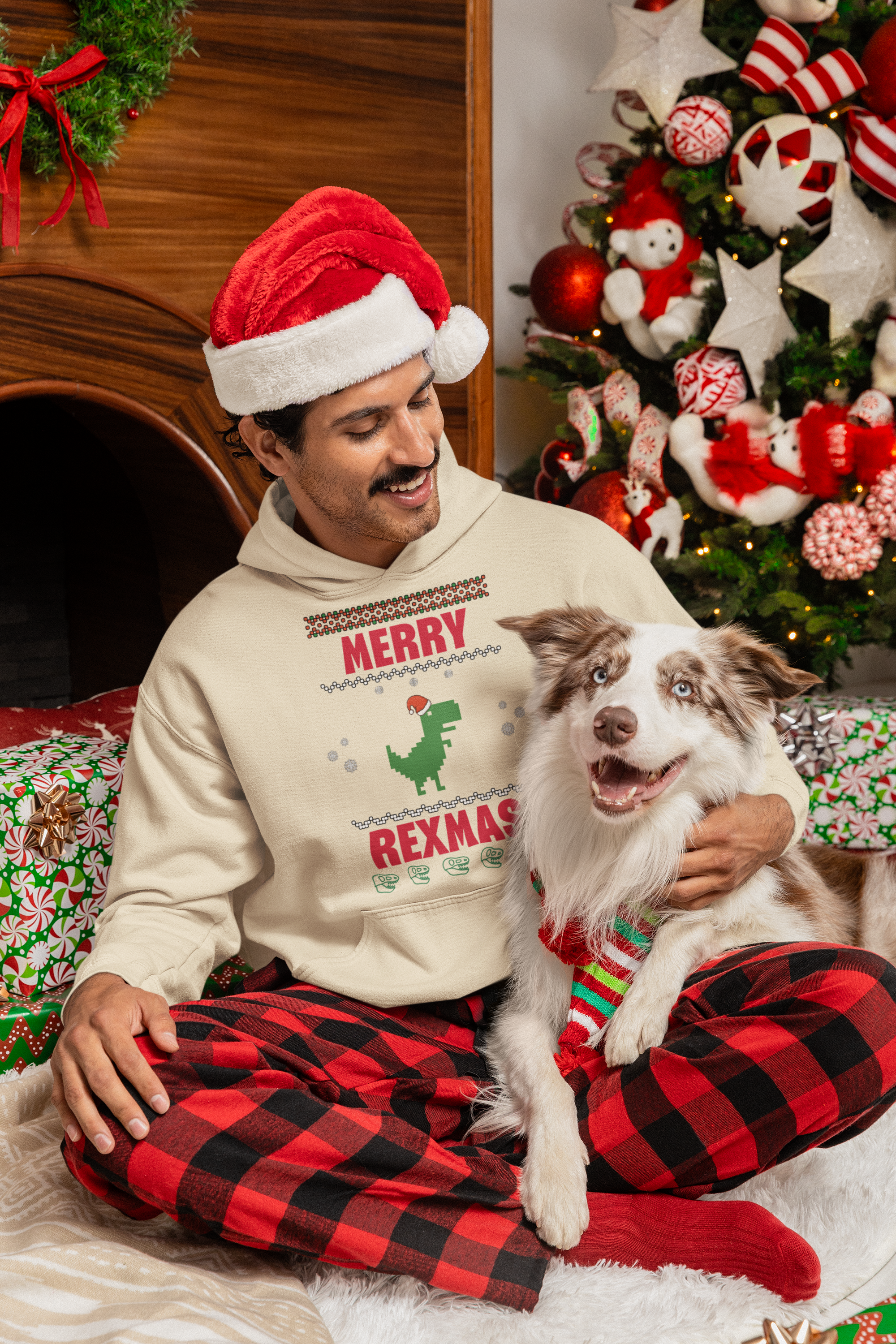 Merry Rexmas T-Rex Hoodie - Men's