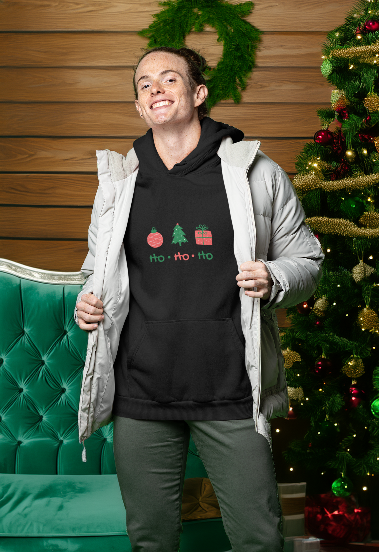 Ho Ho Ho Christmas Hoodie - Men's