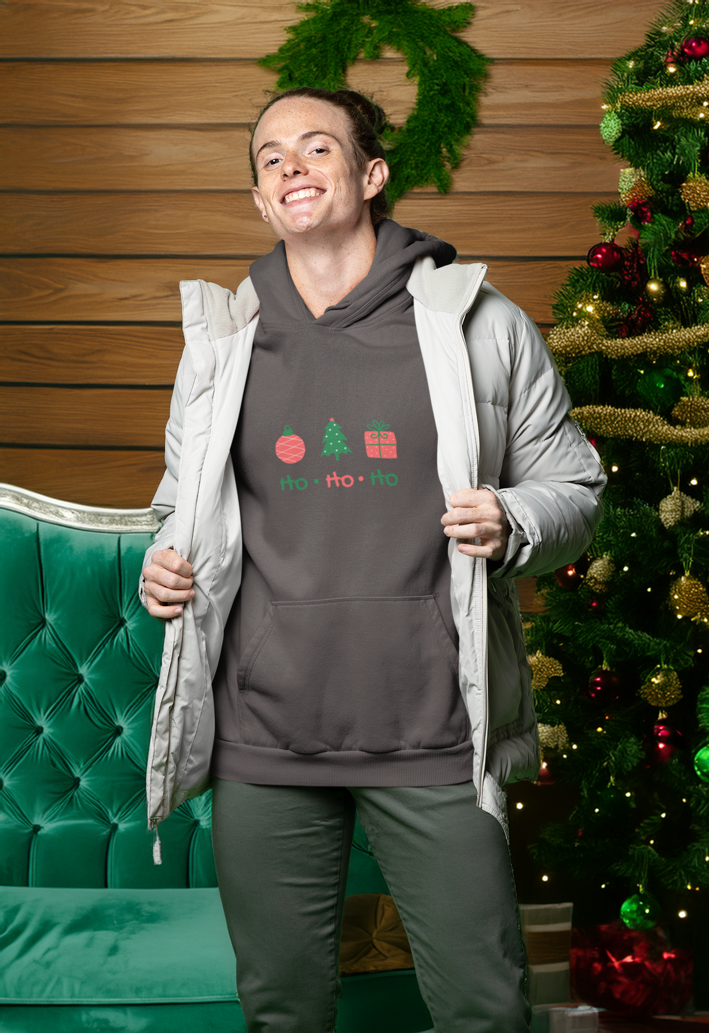 Ho Ho Ho Christmas Hoodie - Men's