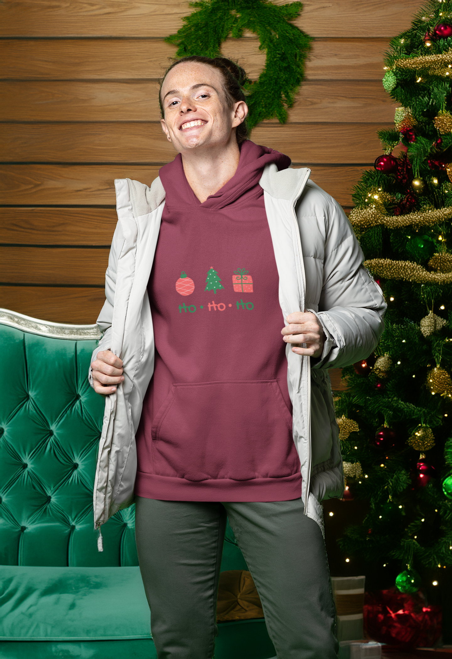 Ho Ho Ho Christmas Hoodie - Men's