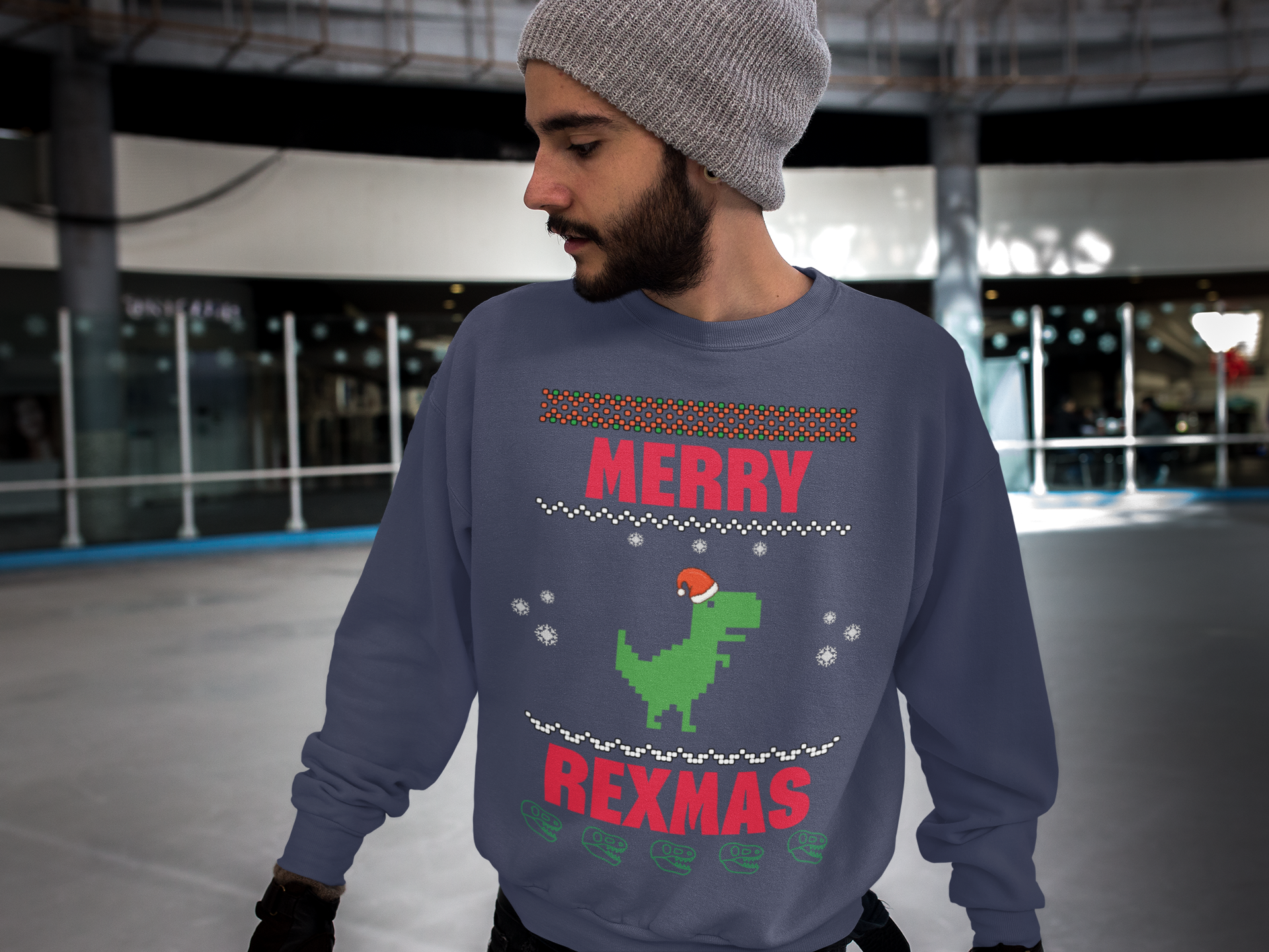 Merry Rexmas T-Rex Sweatshirt - Men's