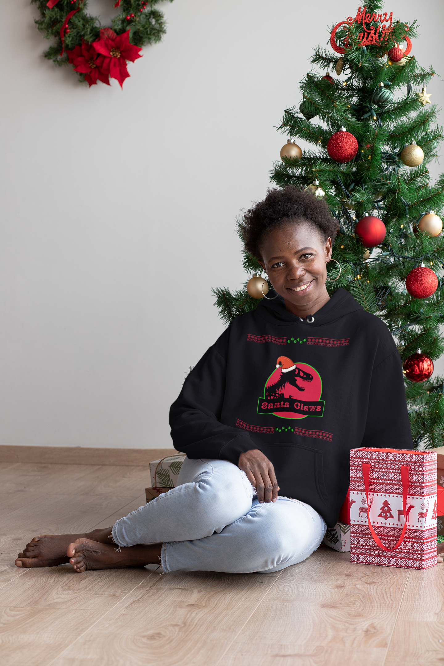 Santa Claws Christmas Hoodie - Women's