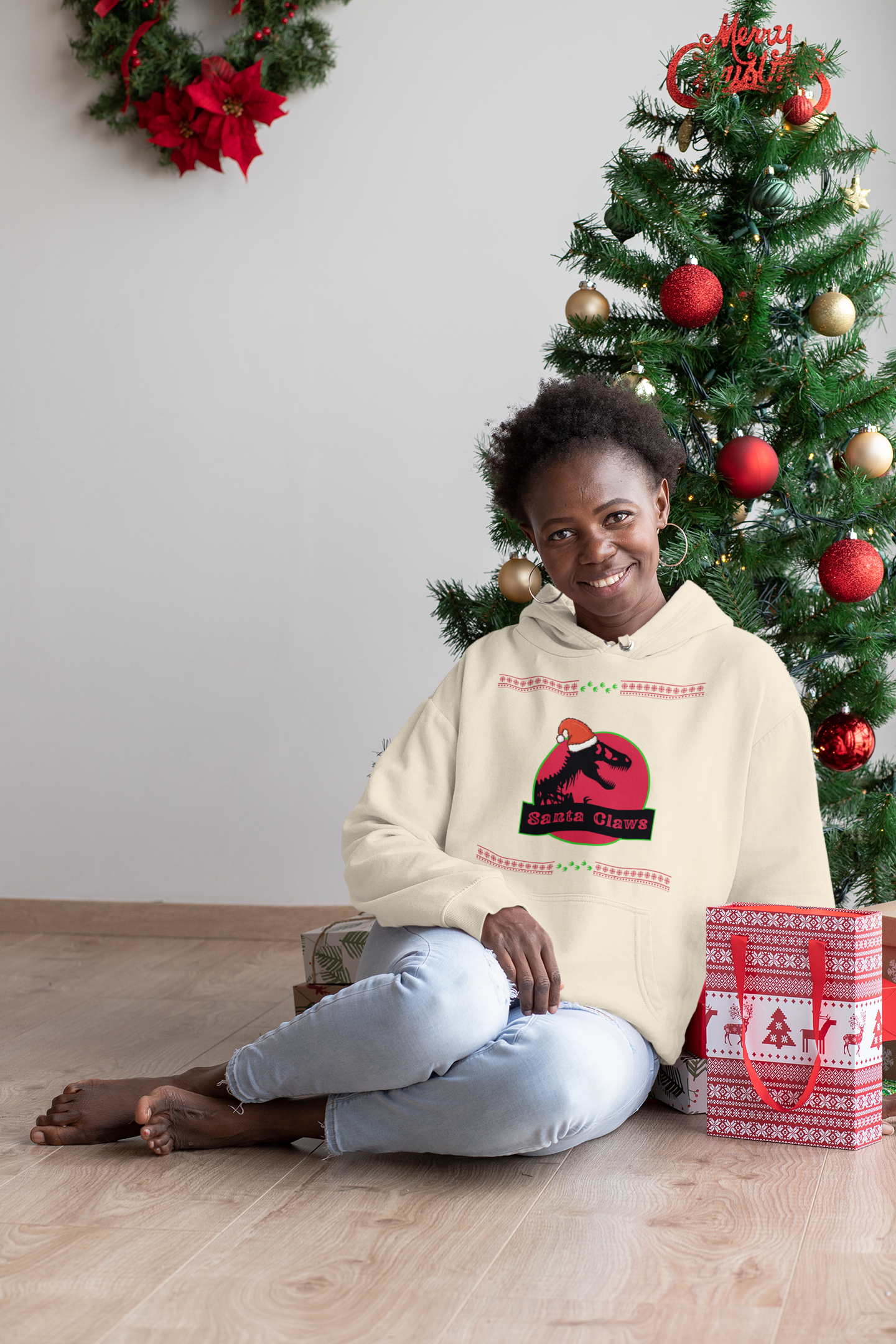 Santa Claws Christmas Hoodie - Women's
