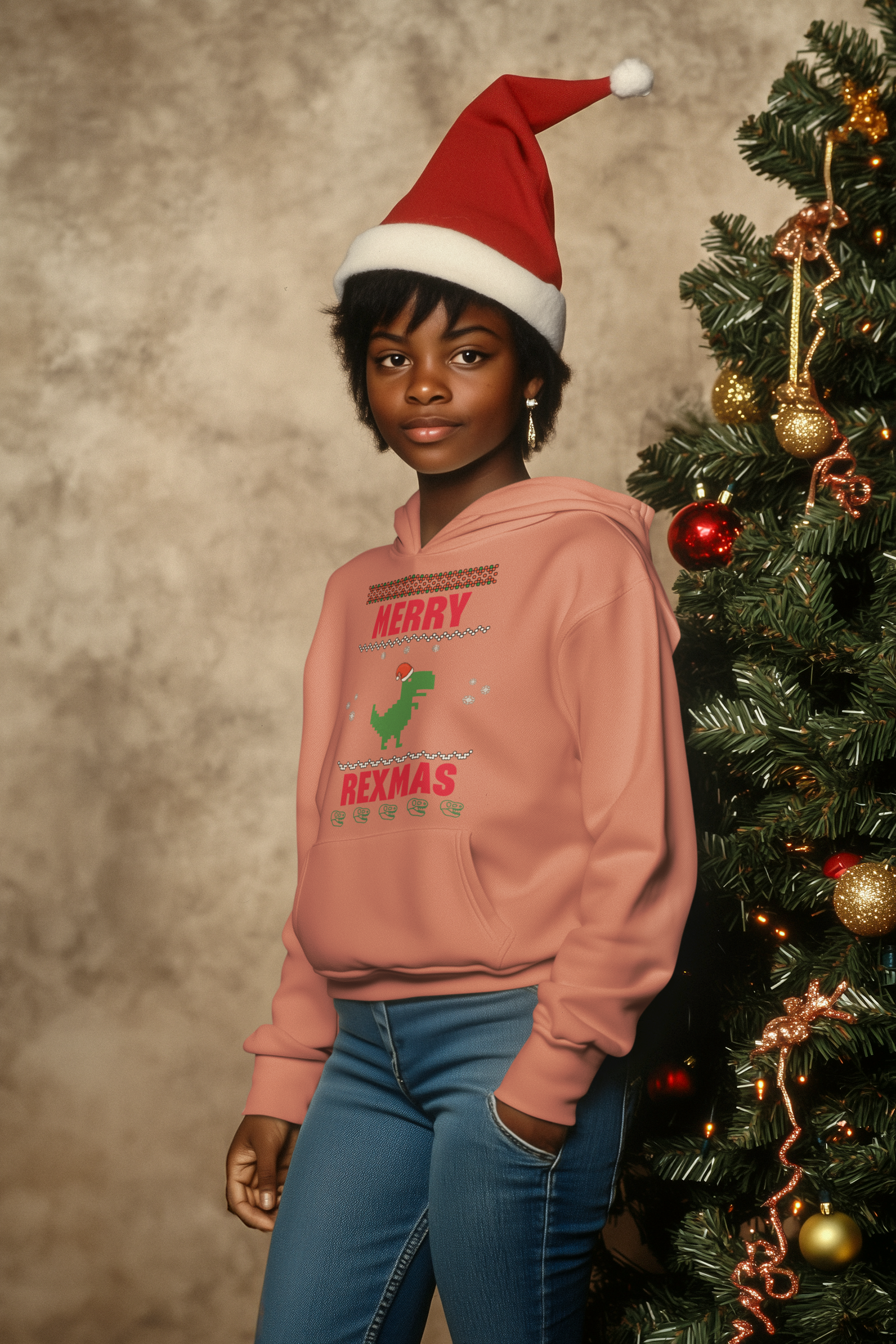 Merry Rexmas T-Rex Hoodie - Women's