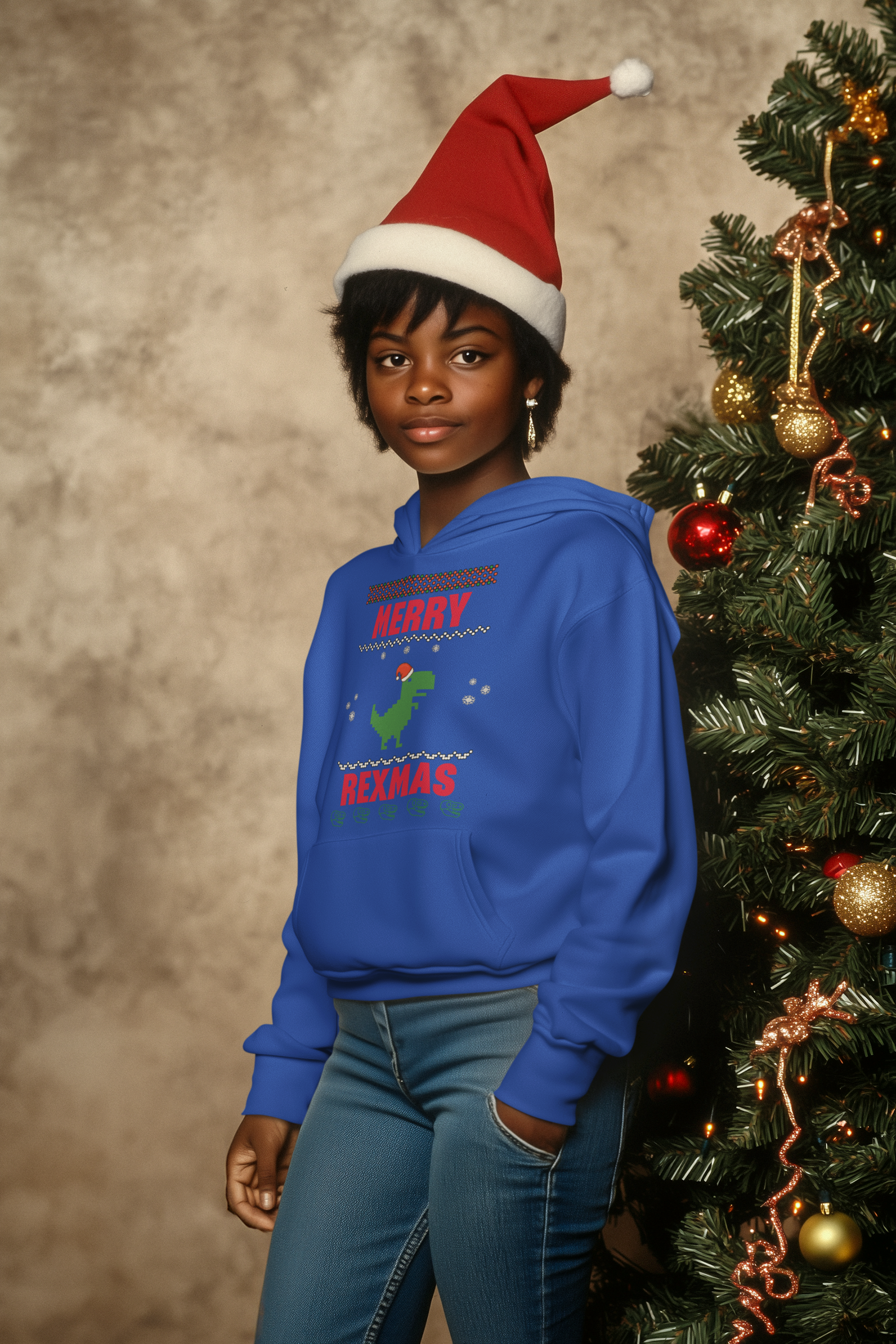 Merry Rexmas T-Rex Hoodie - Women's