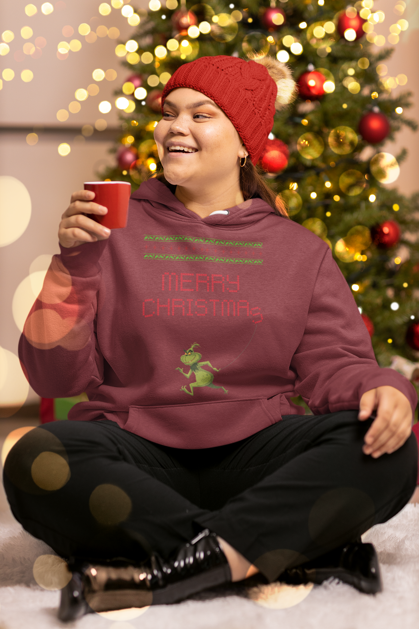 Merry Christmas Grinch Hoodie - Women's